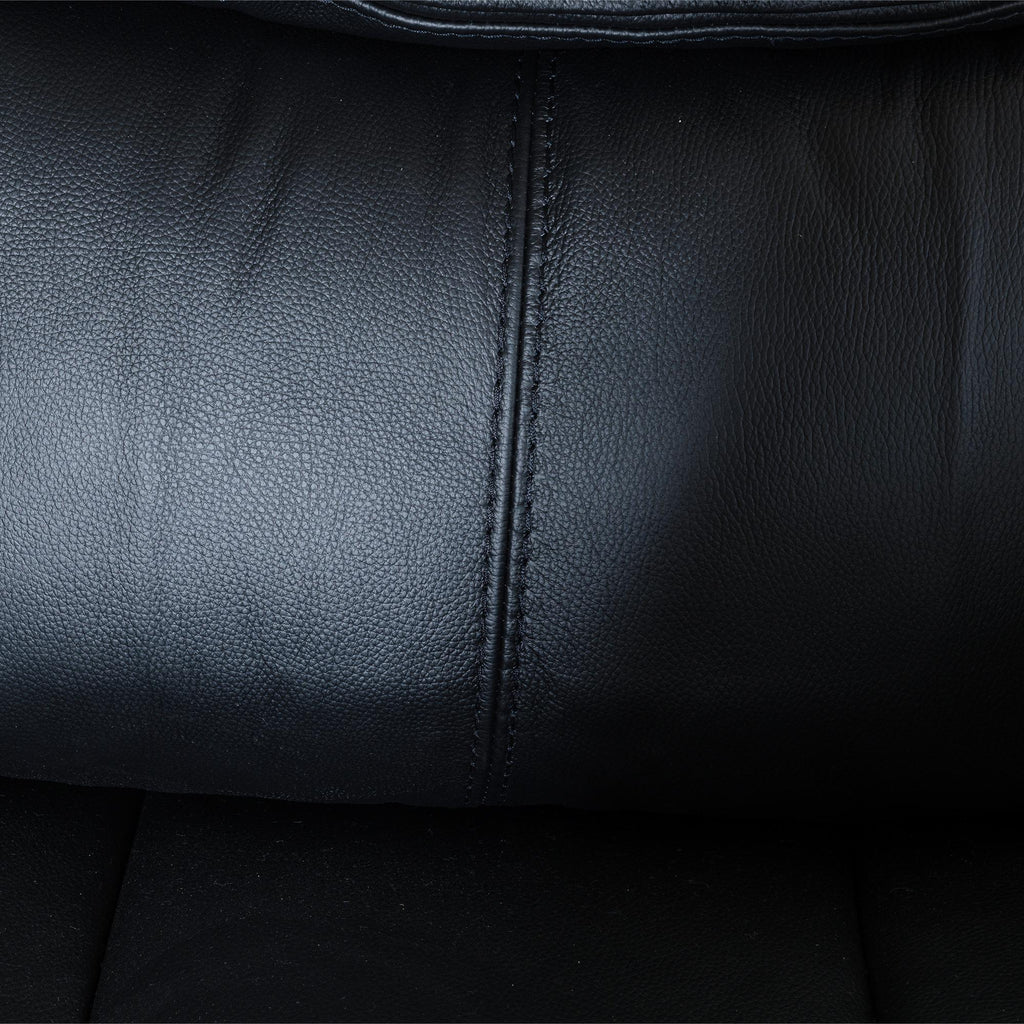 Onyx Black Leather Manual Recliner Sofa