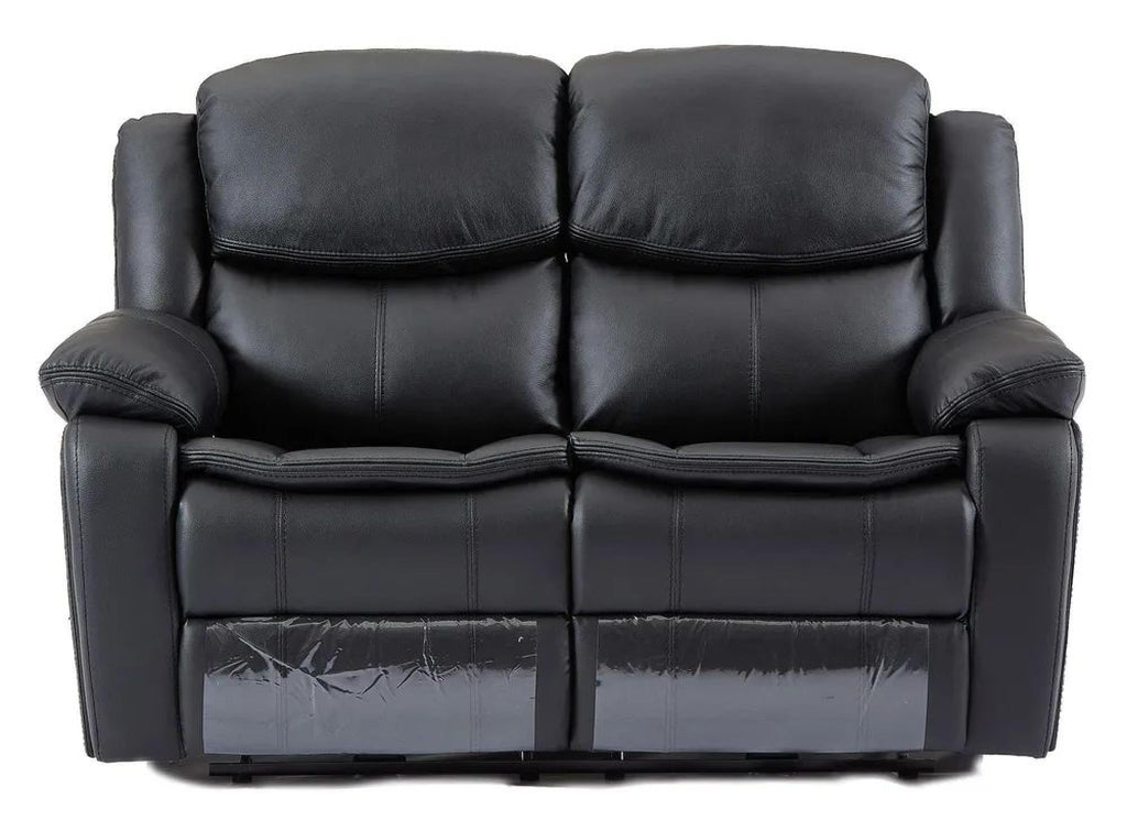 Onyx Black Leather Manual Recliner Sofa