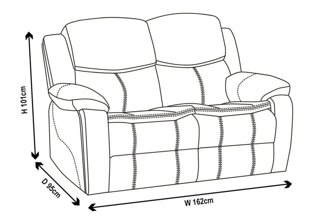 Onyx Black Leather Manual Recliner Sofa