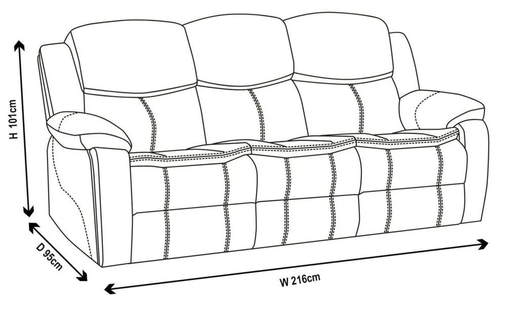 Onyx Black Leather Manual Recliner Sofa