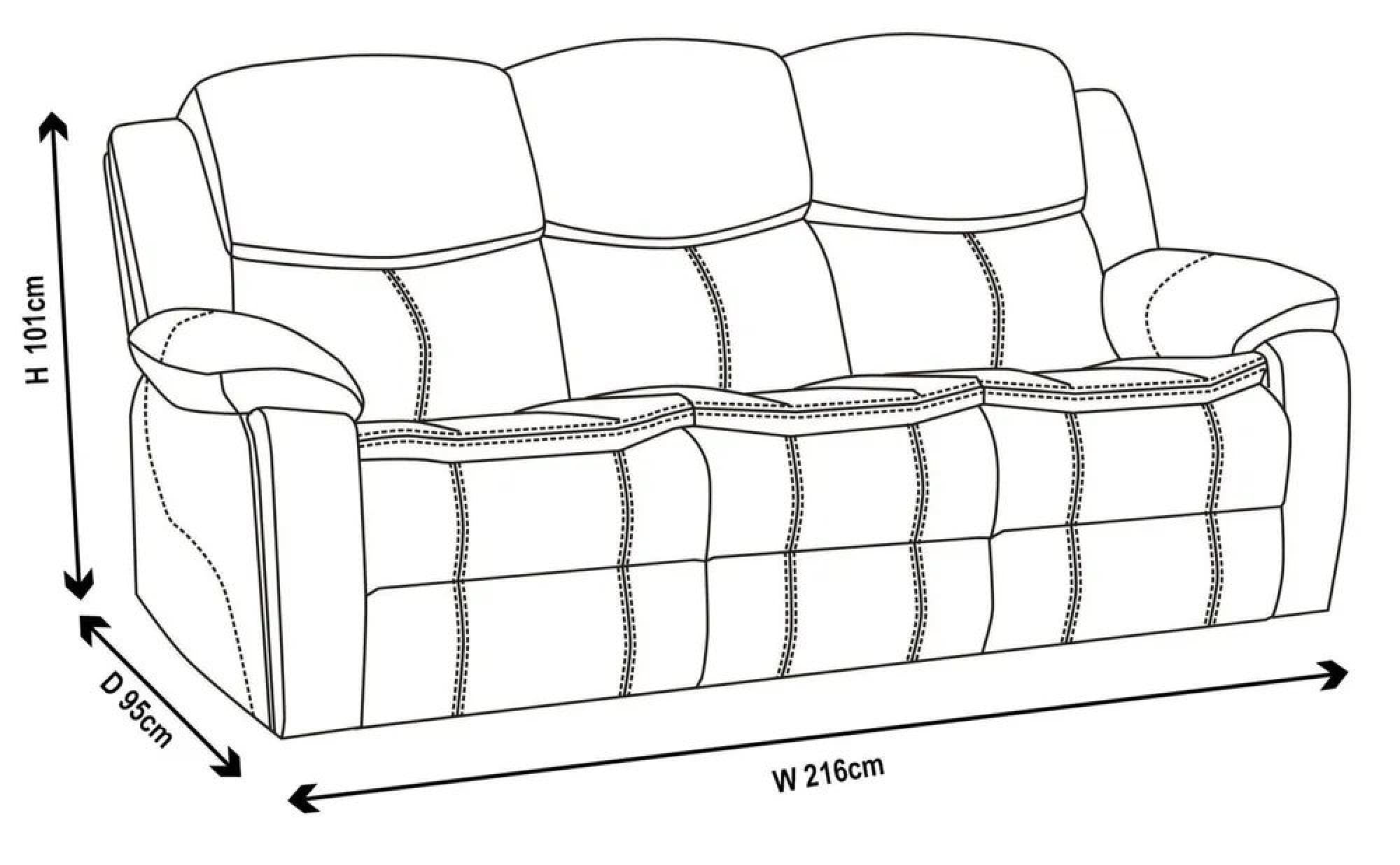 Onyx Black Leather Manual Recliner Sofa