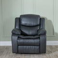 Onyx Black Leather Manual Recliner Sofa