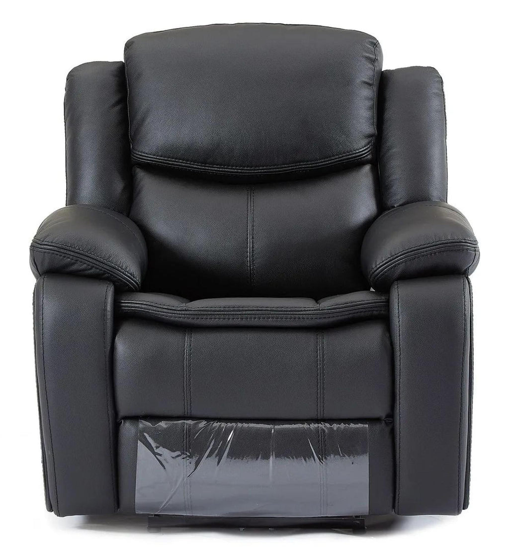 Onyx Black Leather Manual Recliner Sofa