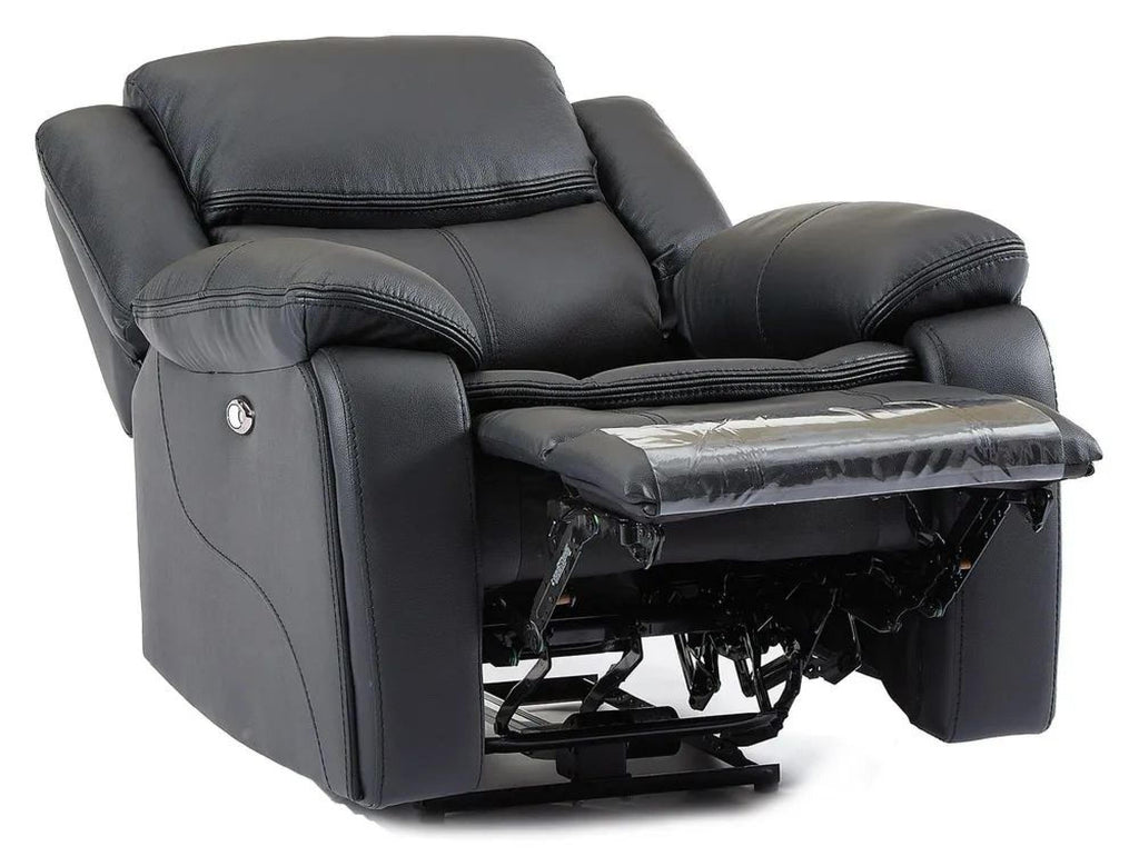 Onyx Black Leather Manual Recliner Sofa
