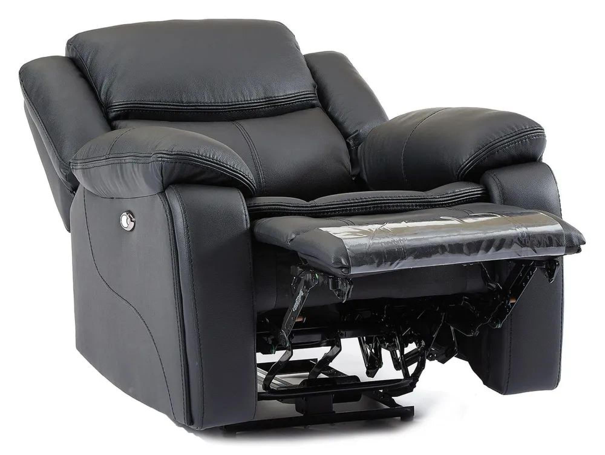 Onyx Black Leather Manual Recliner Sofa