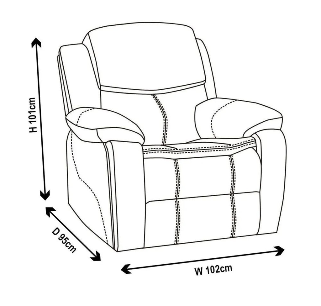 Onyx Black Leather Manual Recliner Sofa