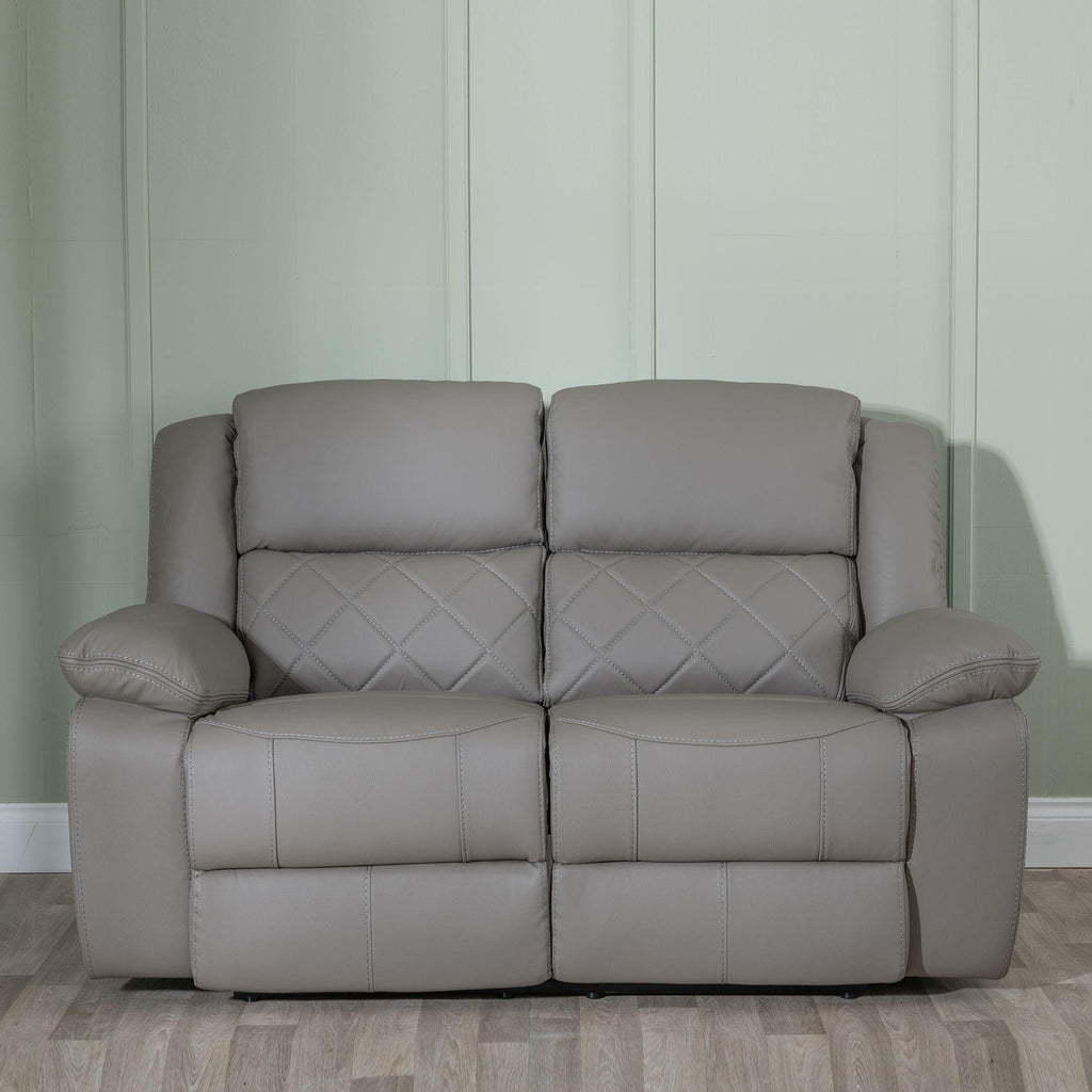 Declo Grey Leather Manual Recliner Sofa