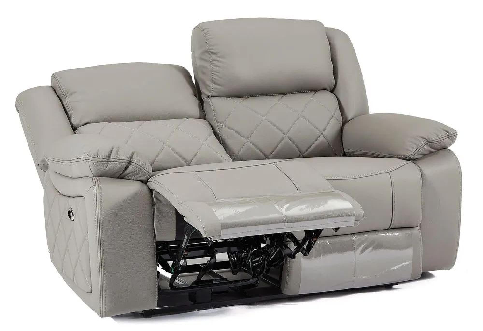 Declo Grey Leather Electric Recliner Sofa