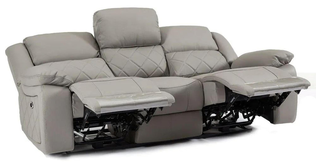 Declo Grey Leather Electric Recliner Sofa