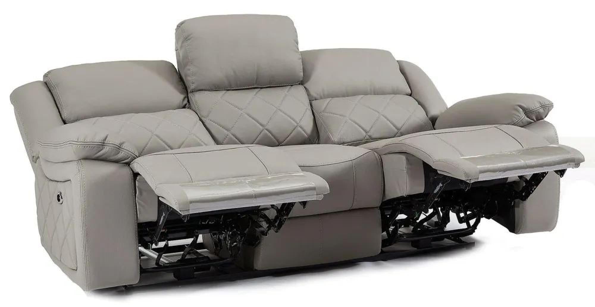 Declo Grey Leather Electric Recliner Sofa