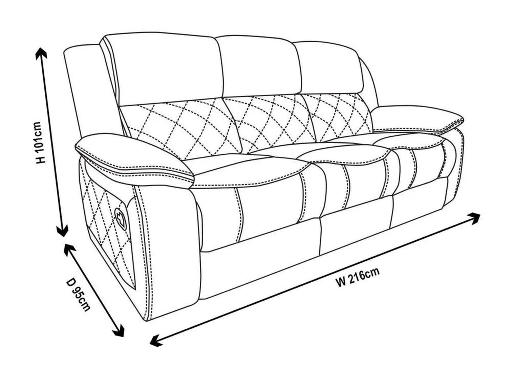 Declo Grey Leather Manual Recliner Sofa