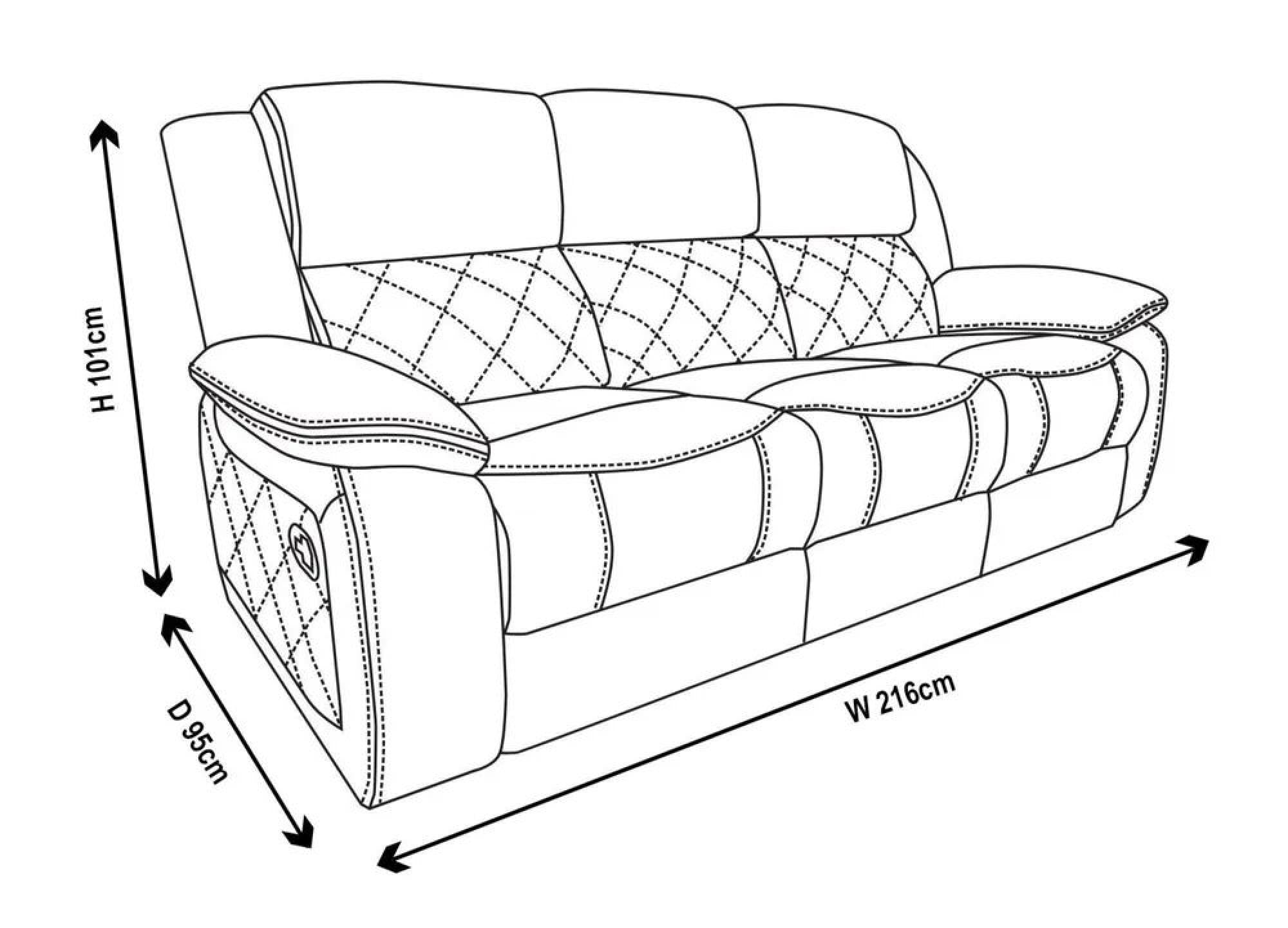 Declo Grey Leather Manual Recliner Sofa