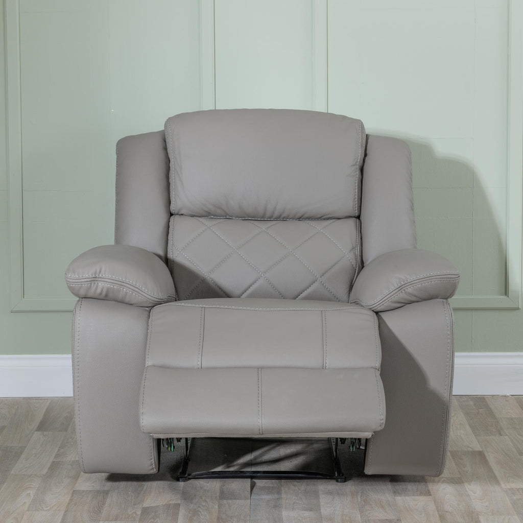 Declo Grey Leather Manual Recliner Sofa