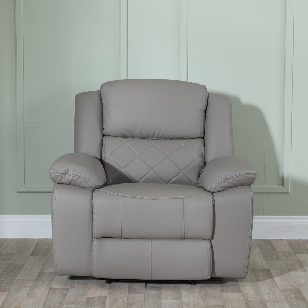 Declo Grey Leather Manual Recliner Sofa