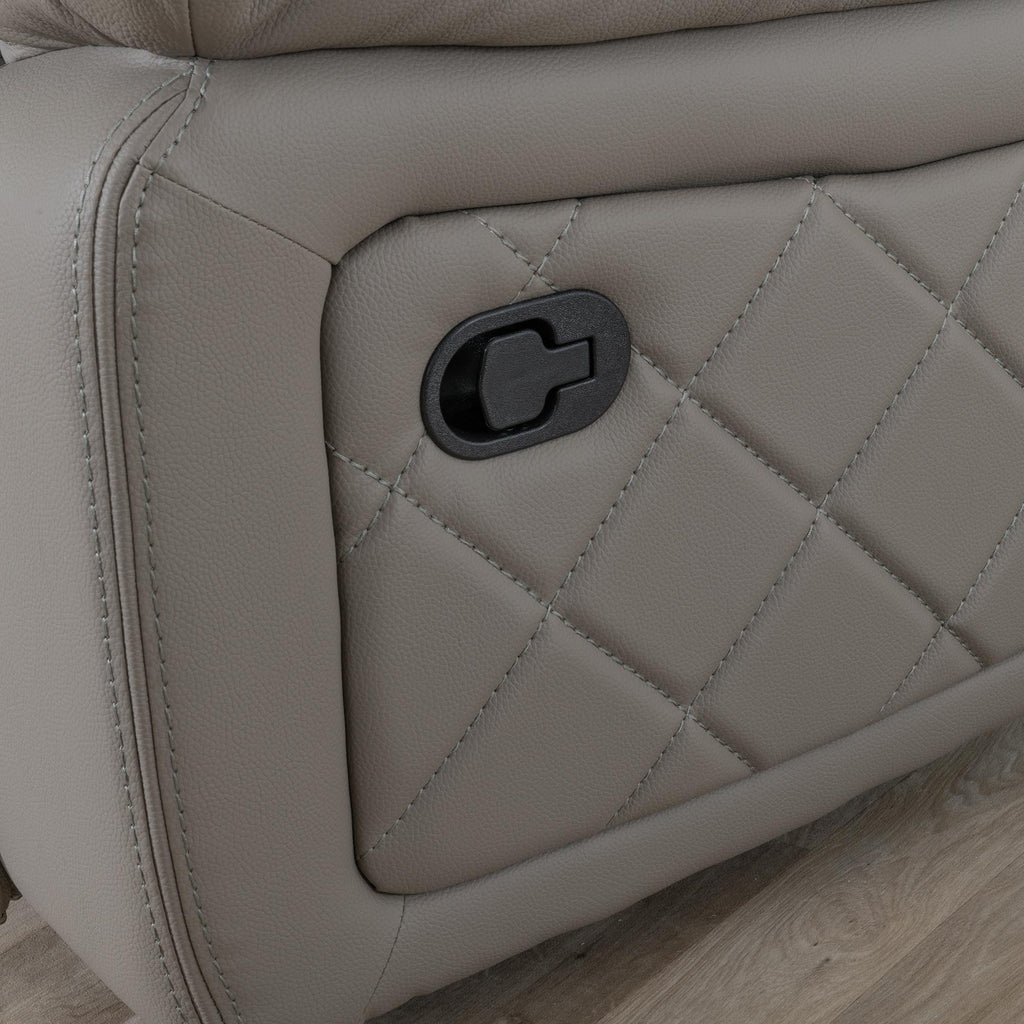 Declo Grey Leather Manual Recliner Sofa