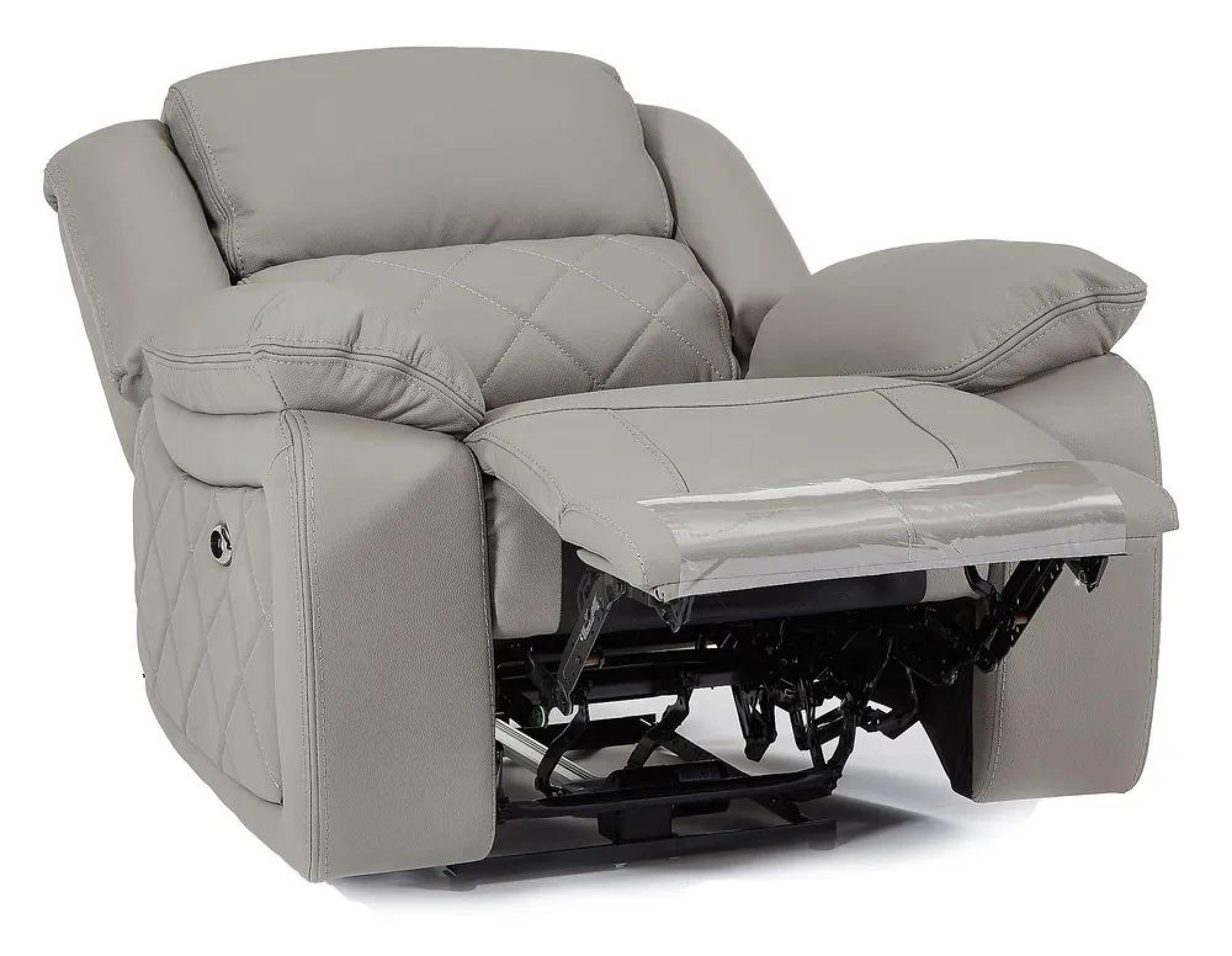 Declo Grey Leather Electric Recliner Sofa