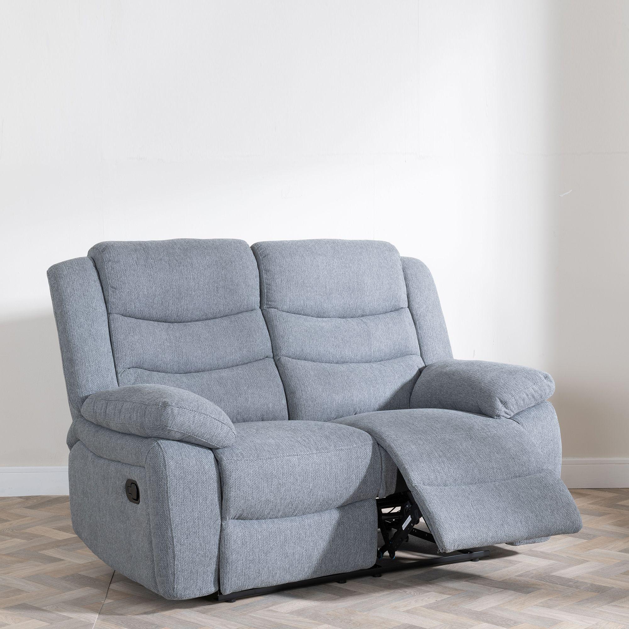 Sydney Grey Fabric Manual Recliner Sofa