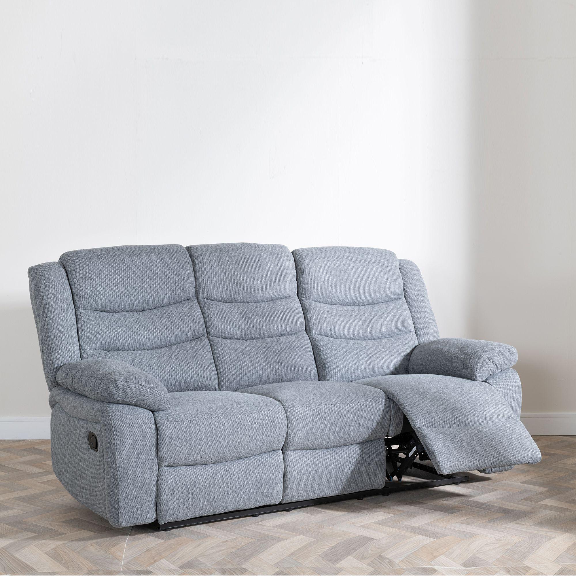 Sydney Grey Fabric Manual Recliner Sofa