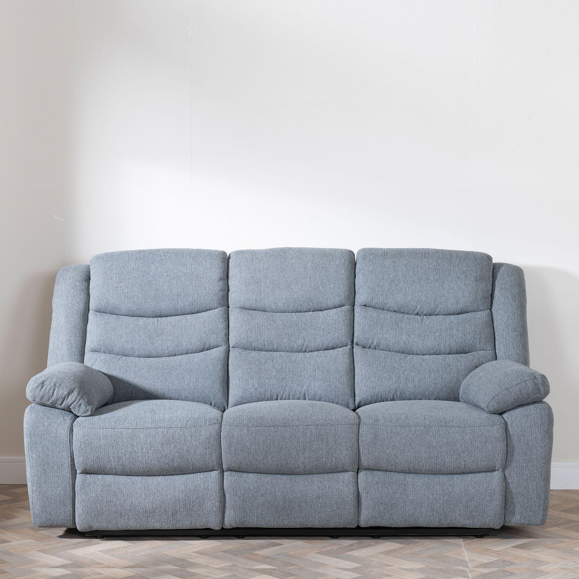 Sydney Grey Fabric Manual Recliner Sofa