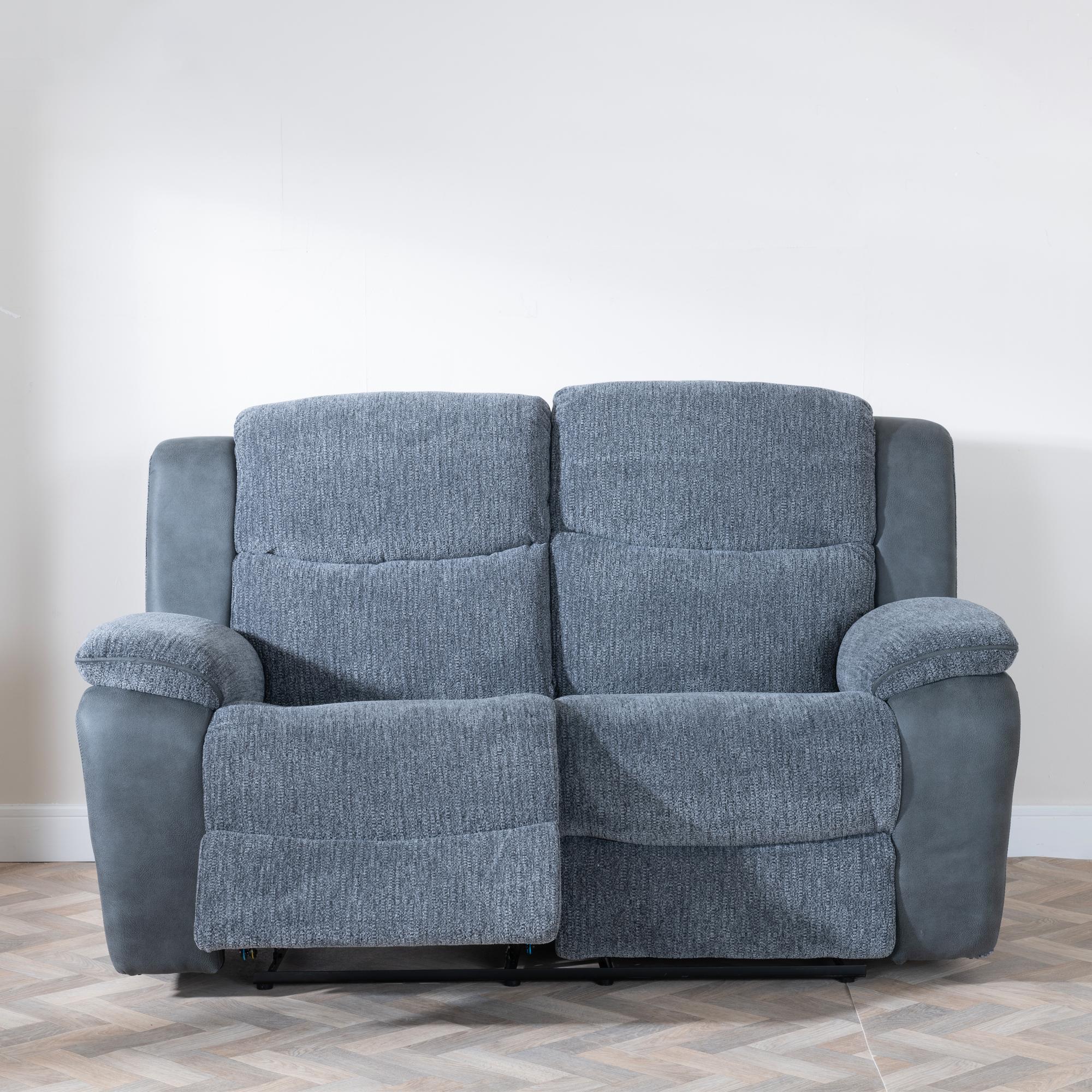 Torino Grey Fabric Manual Recliner Sofa