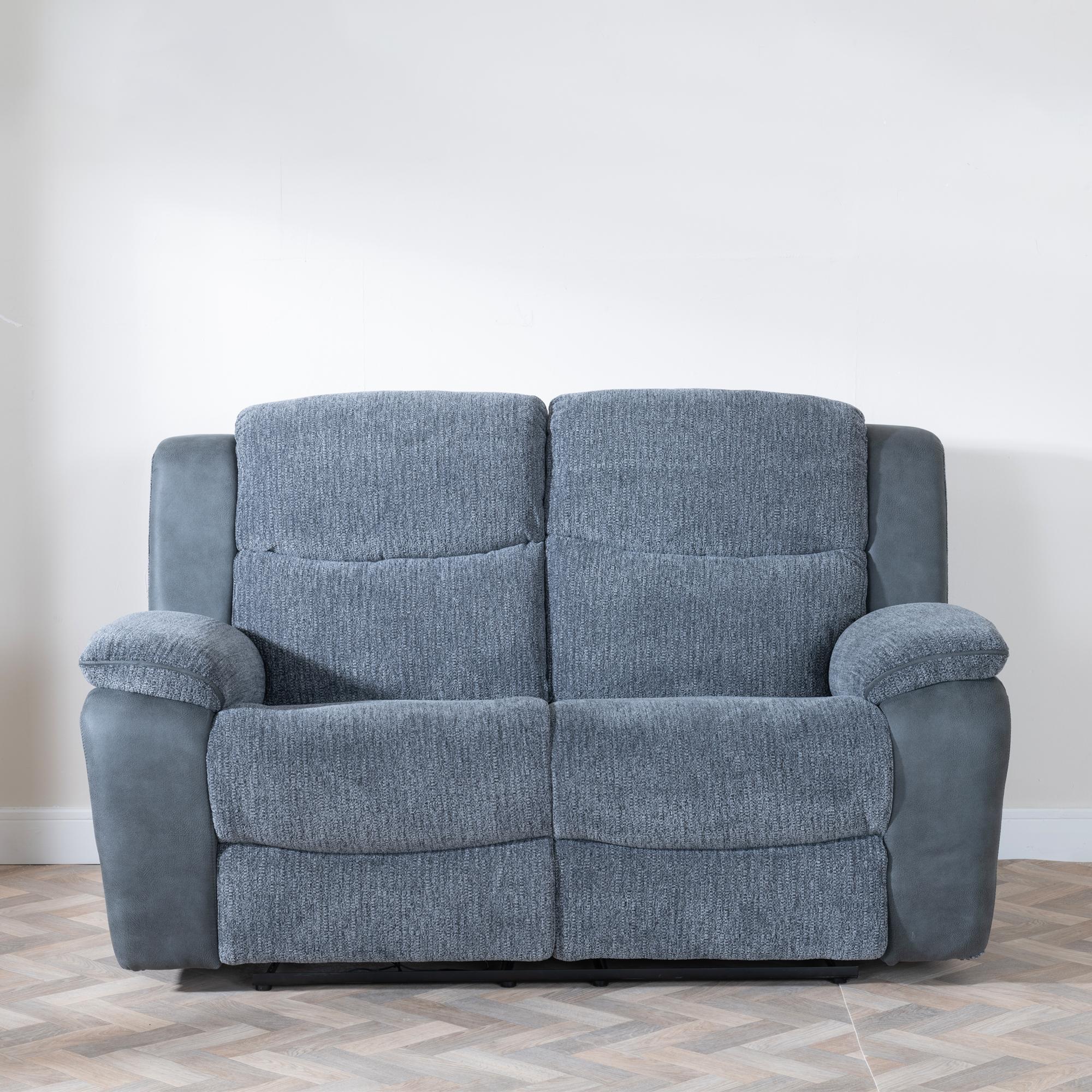 Torino Grey Fabric Manual Recliner Sofa
