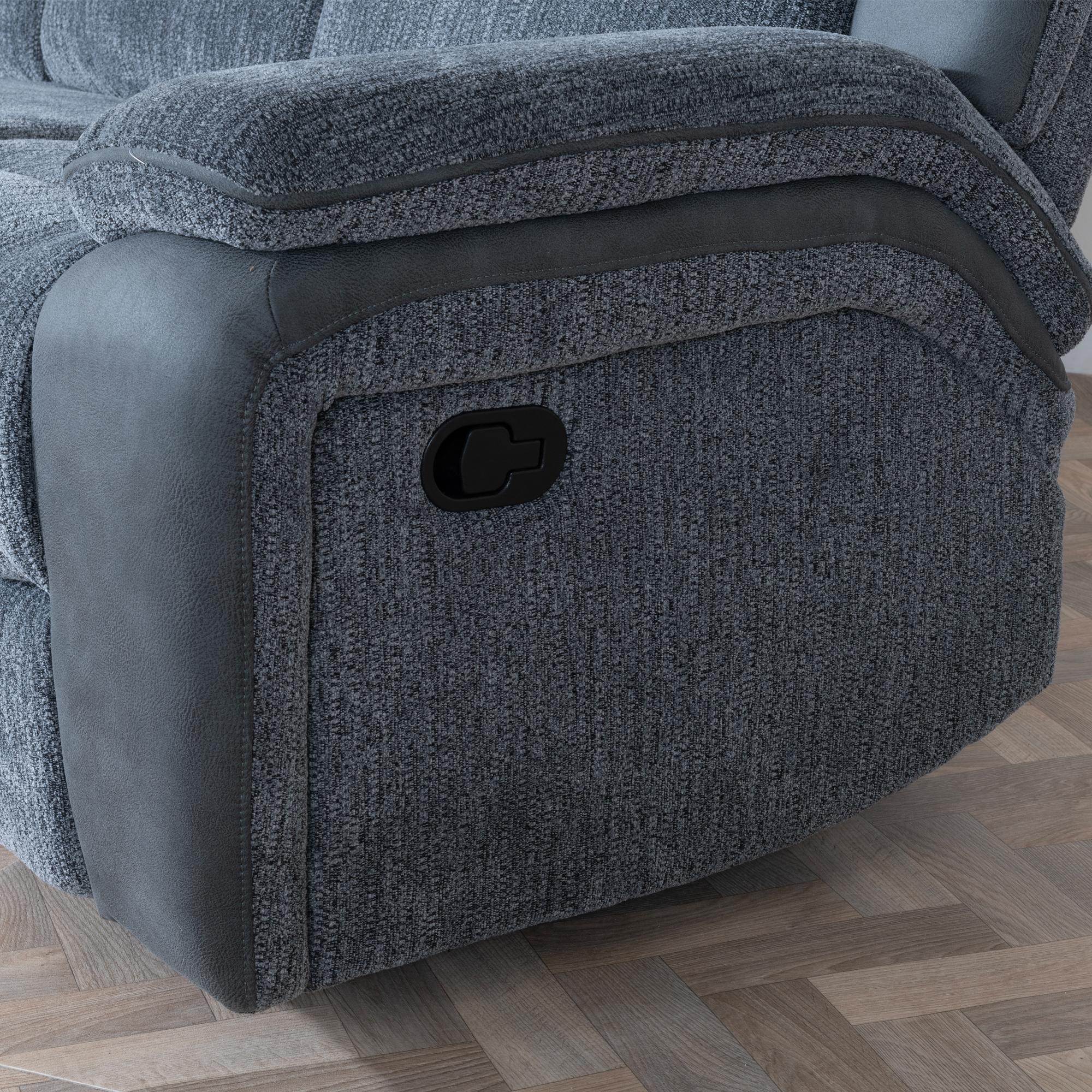Torino Grey Fabric Manual Recliner Sofa
