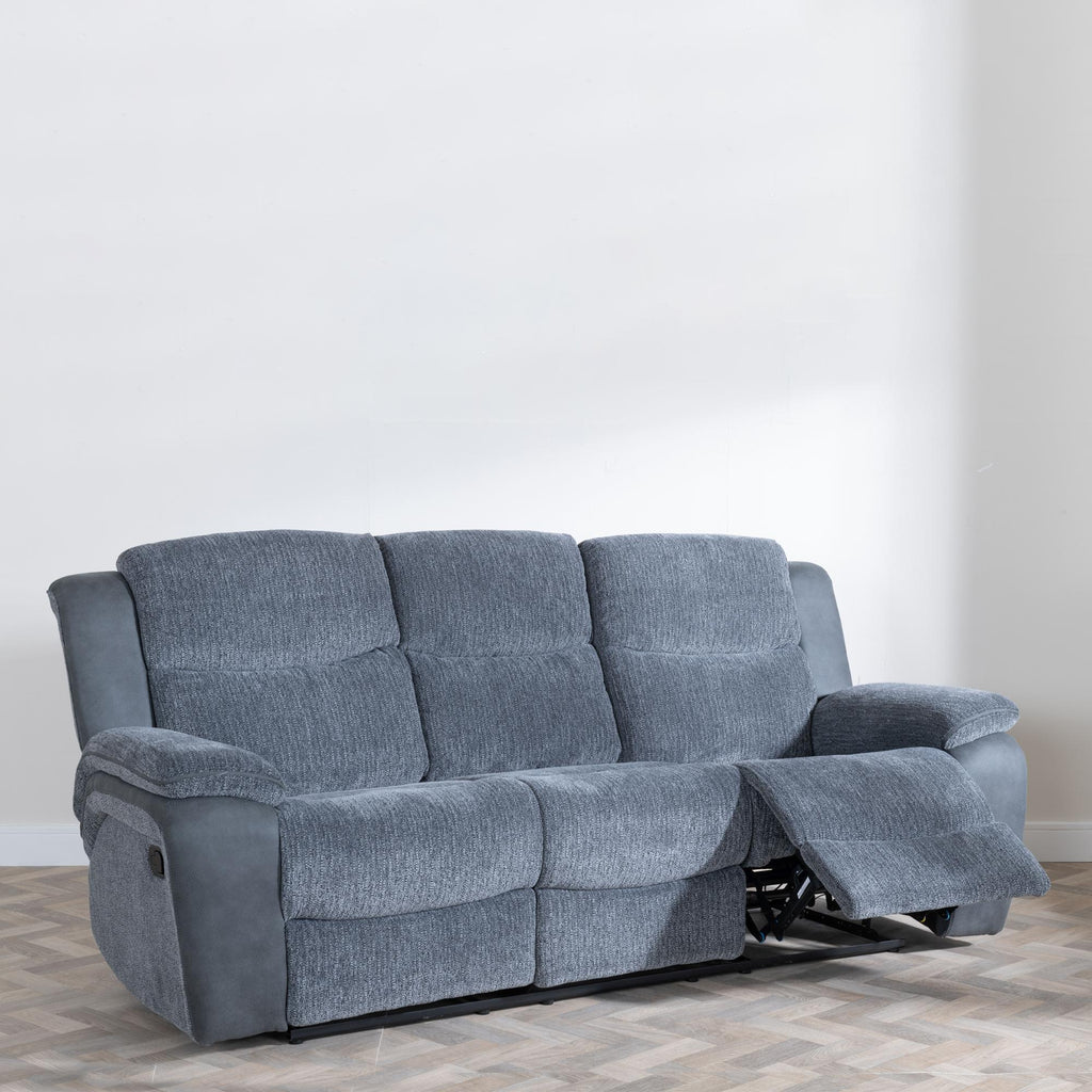 Torino Grey Fabric Manual Recliner Sofa