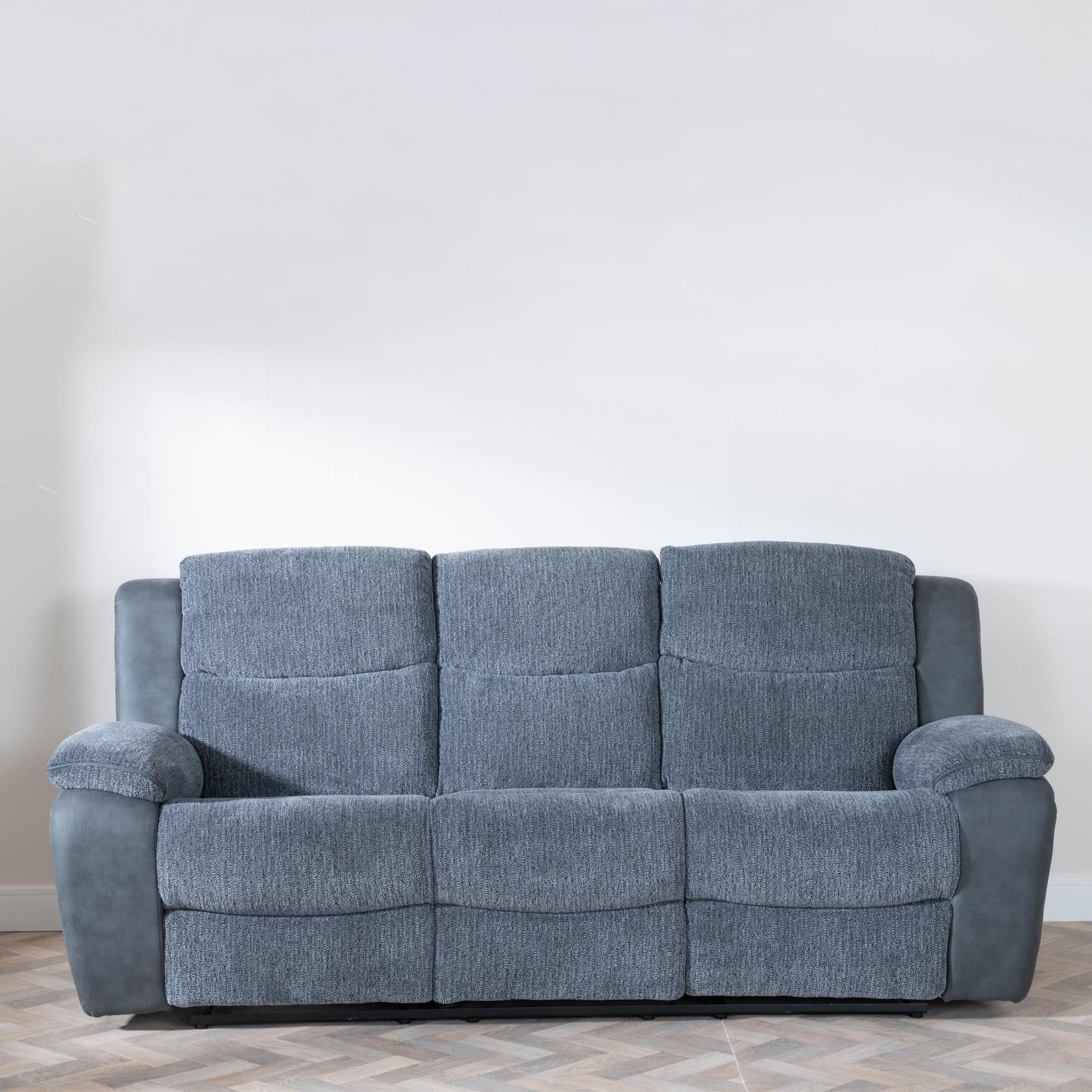 Torino Grey Fabric Manual Recliner Sofa