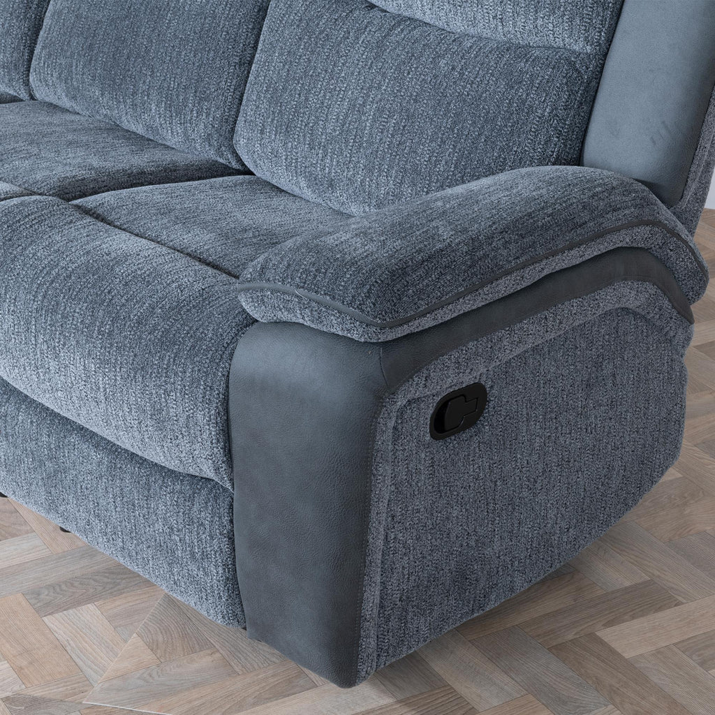 Torino Grey Fabric Manual Recliner Sofa