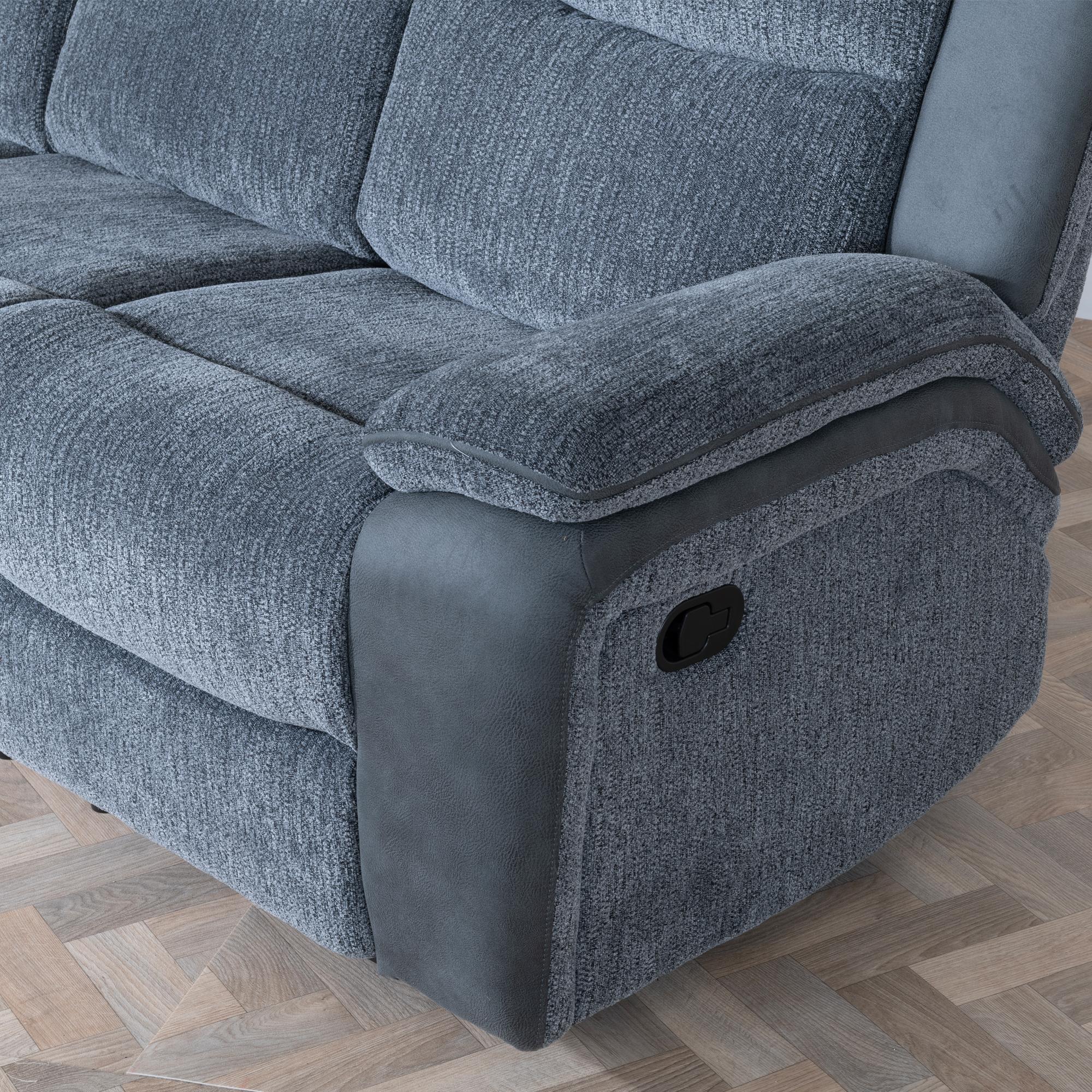 Torino Grey Fabric Manual Recliner Sofa