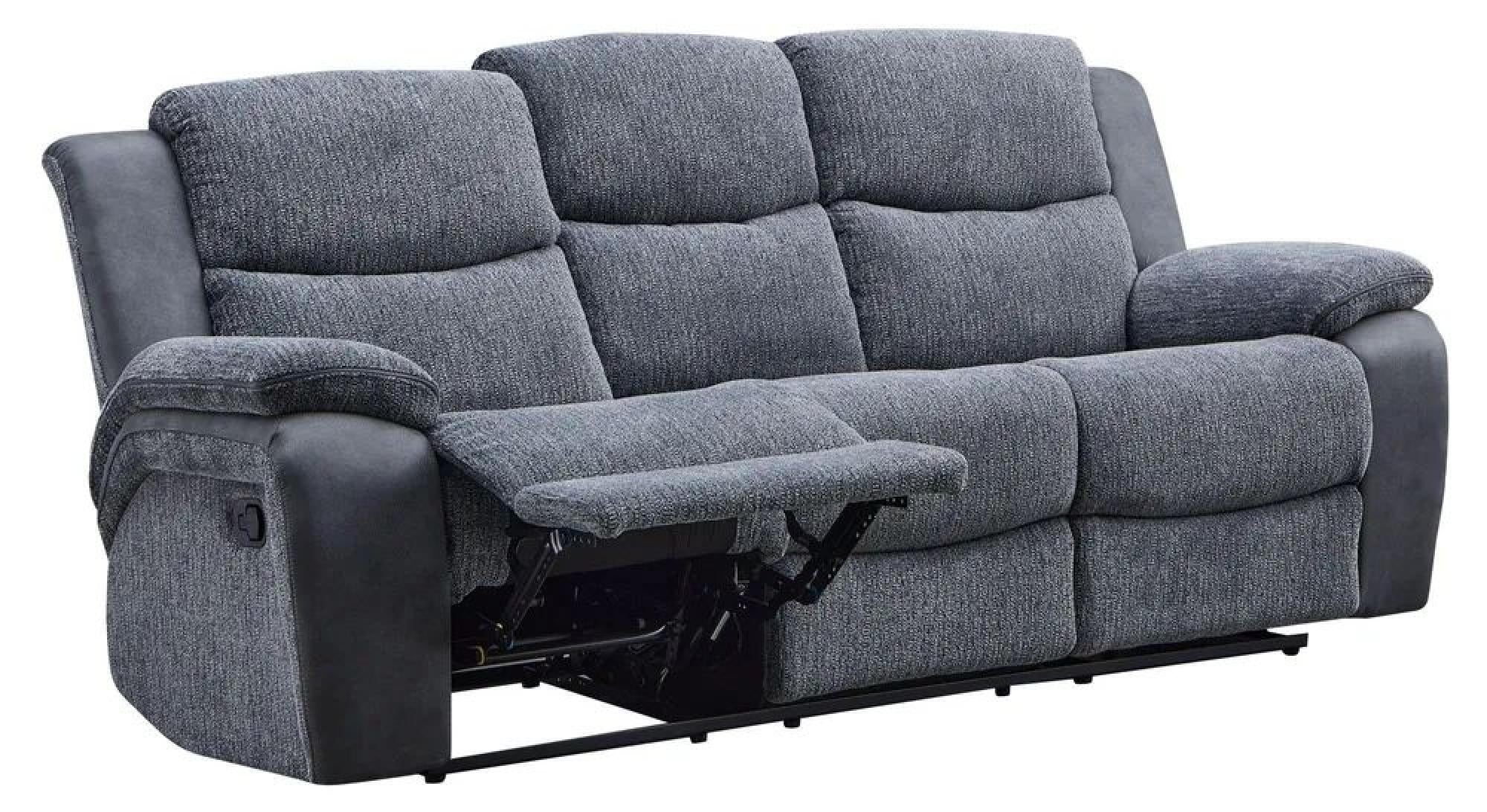 Torino Grey Fabric Manual Recliner Sofa