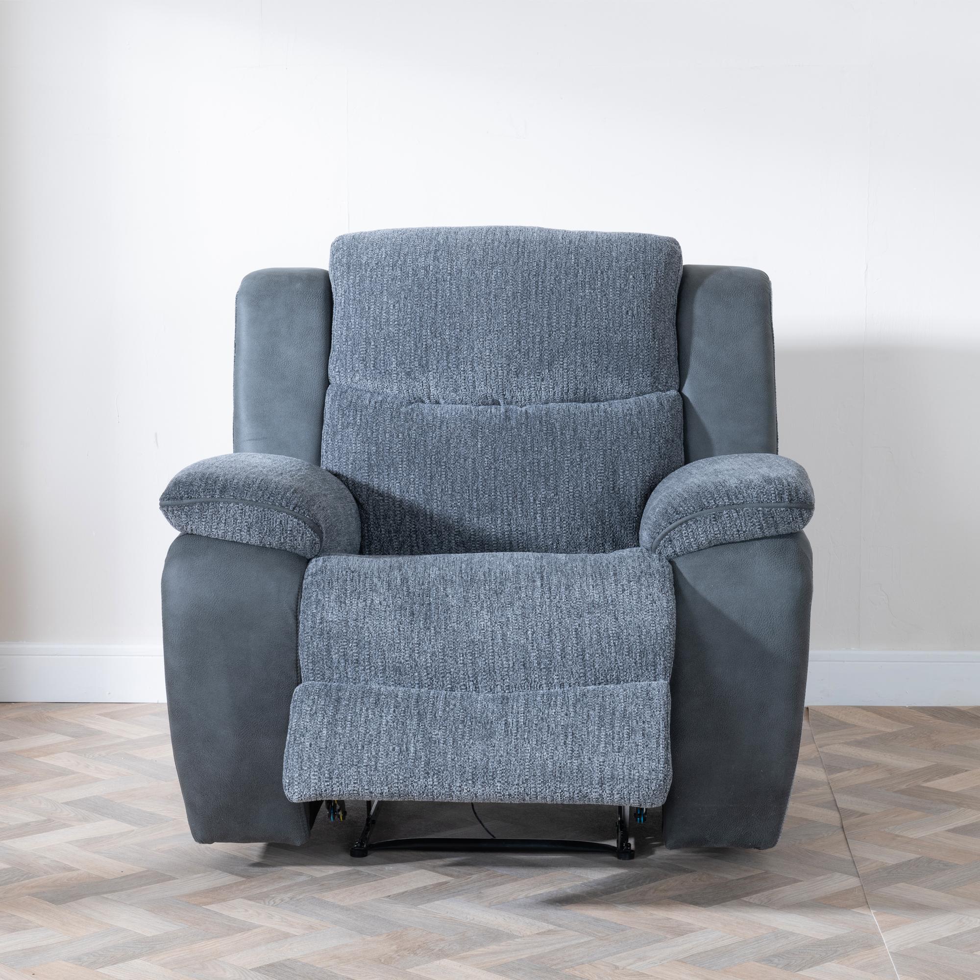 Torino Grey Fabric Manual Recliner Sofa