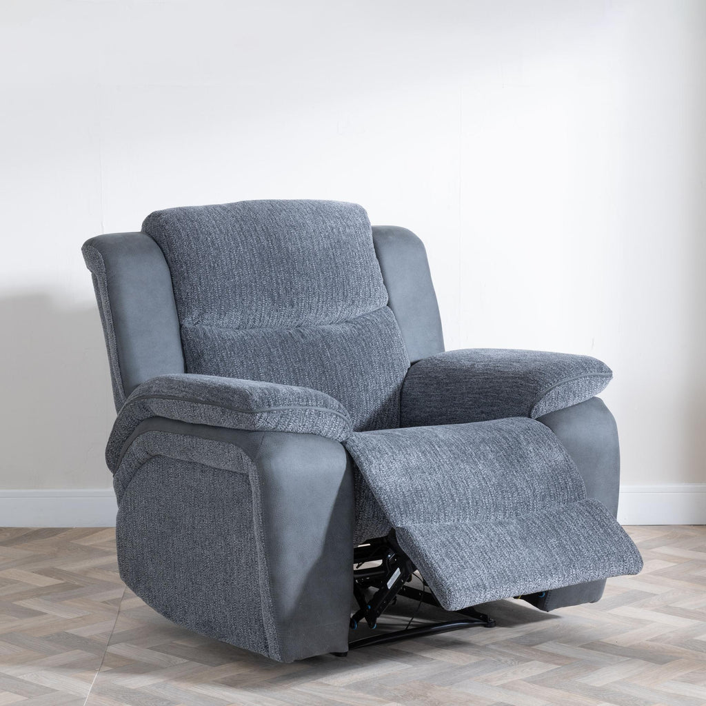 Torino Grey Fabric Manual Recliner Sofa