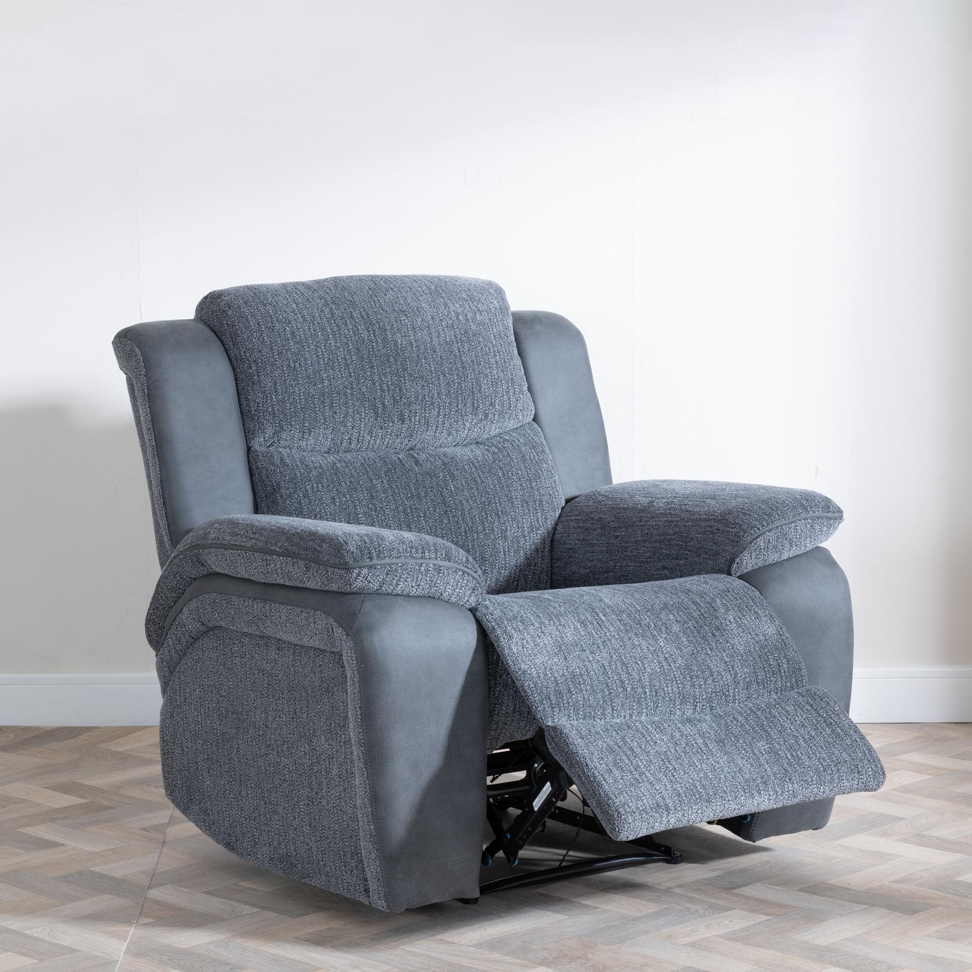 Torino Grey Fabric Manual Recliner Sofa