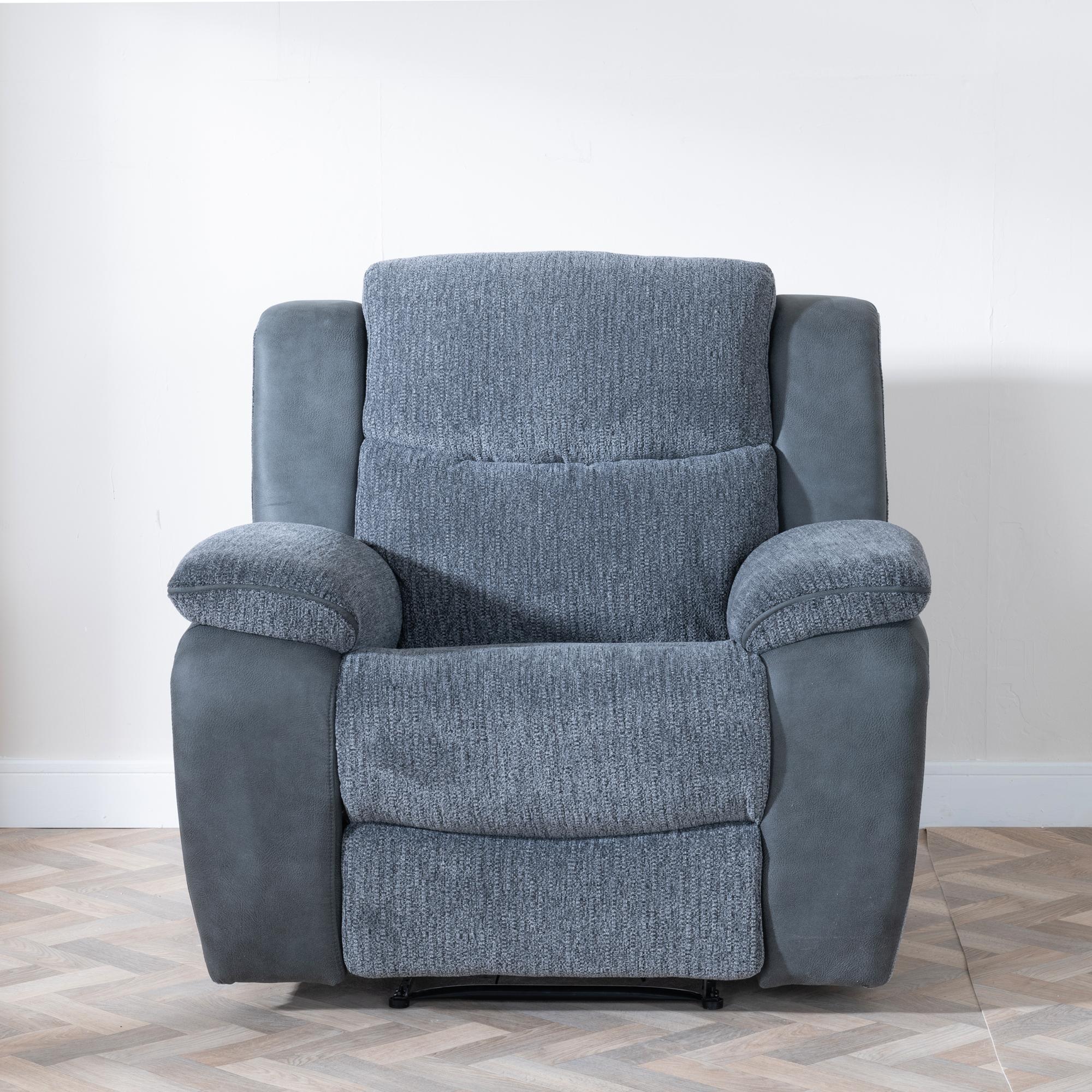 Torino Grey Fabric Manual Recliner Sofa