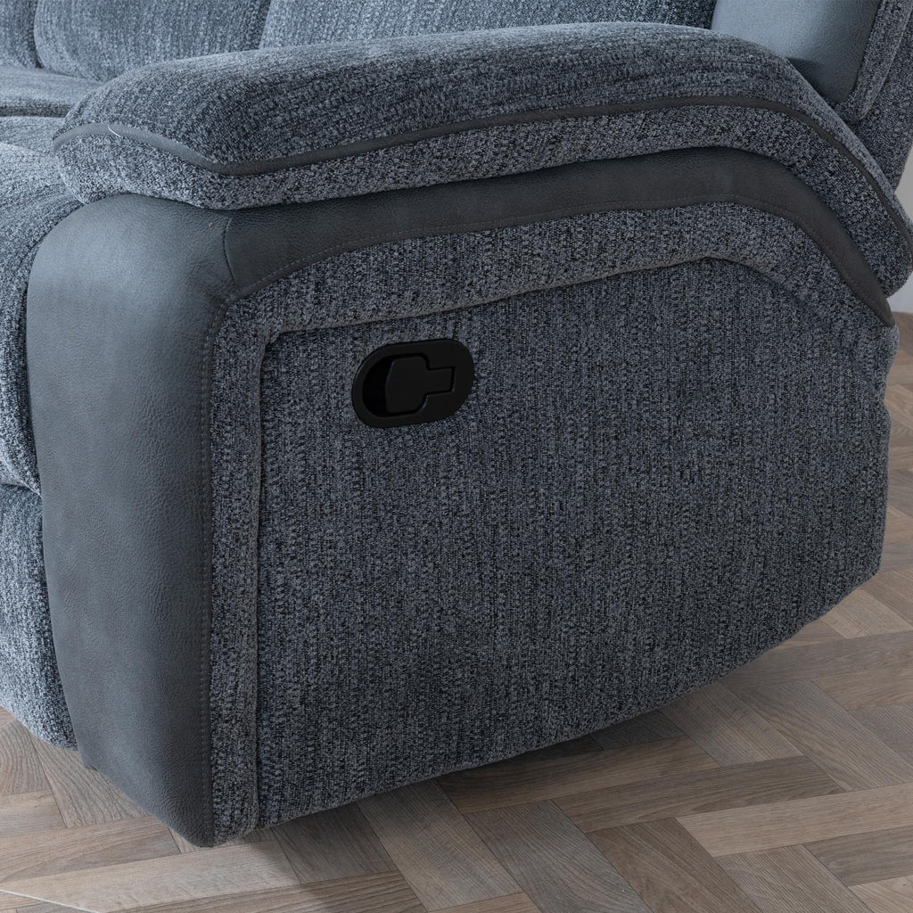 Torino Grey Fabric Manual Recliner Sofa