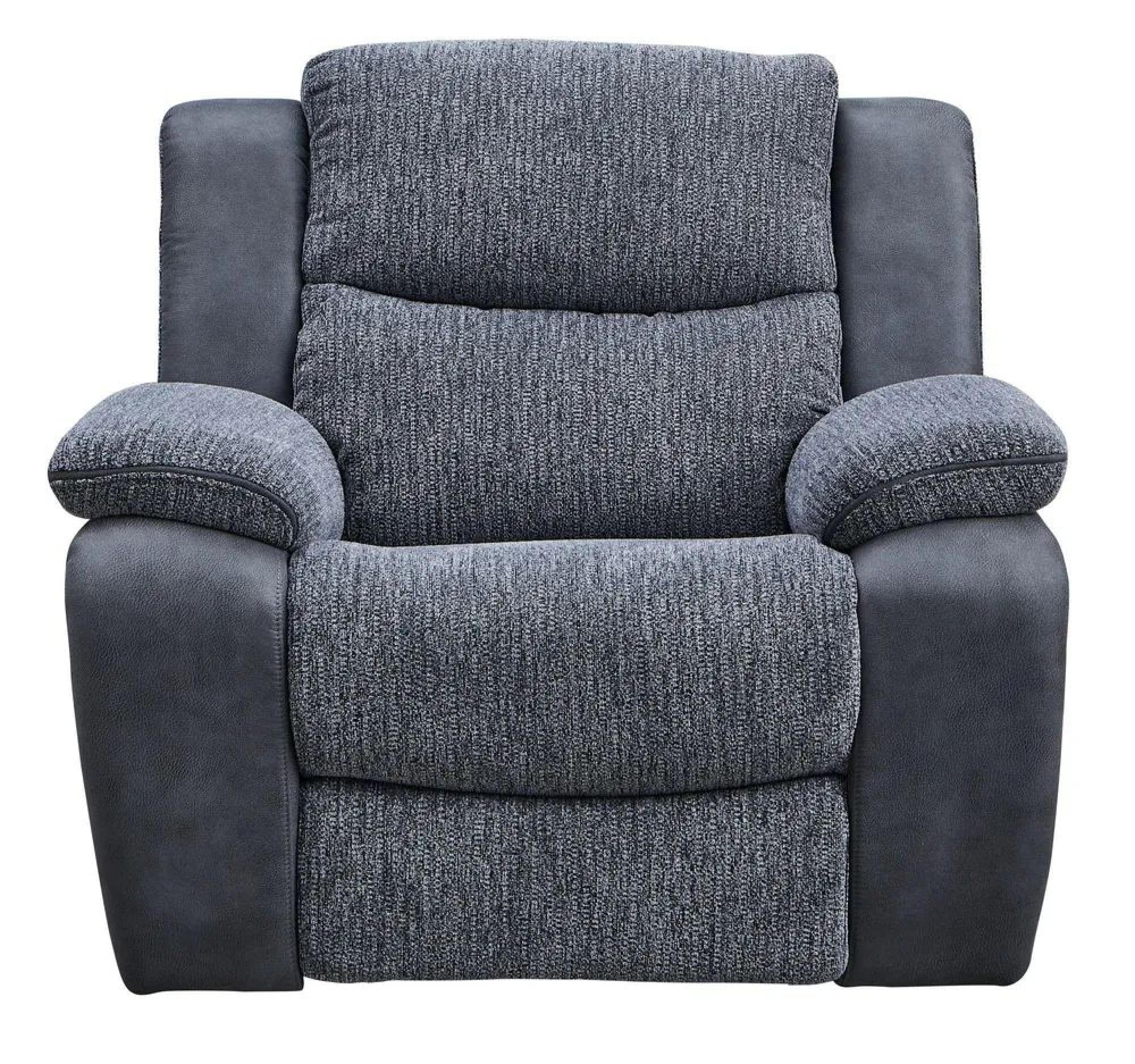 Torino Grey Fabric Manual Recliner Sofa
