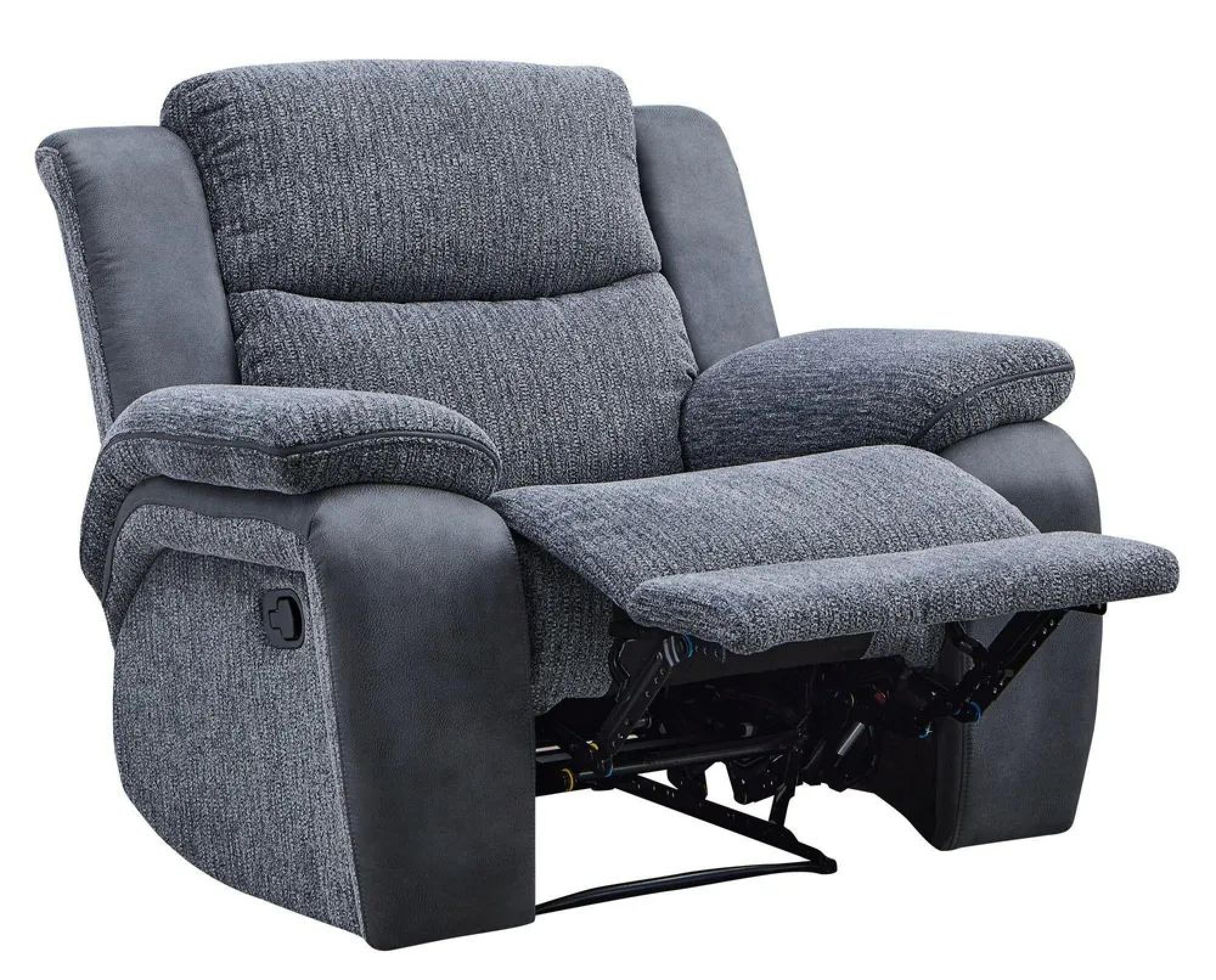 Torino Grey Fabric Manual Recliner Sofa