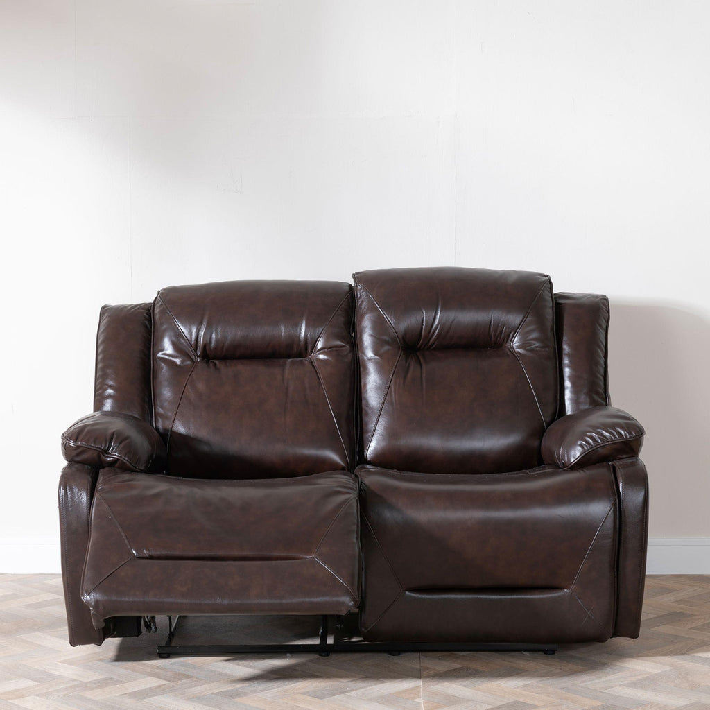 Adell Dark Brown Leather Manual Recliner Sofa