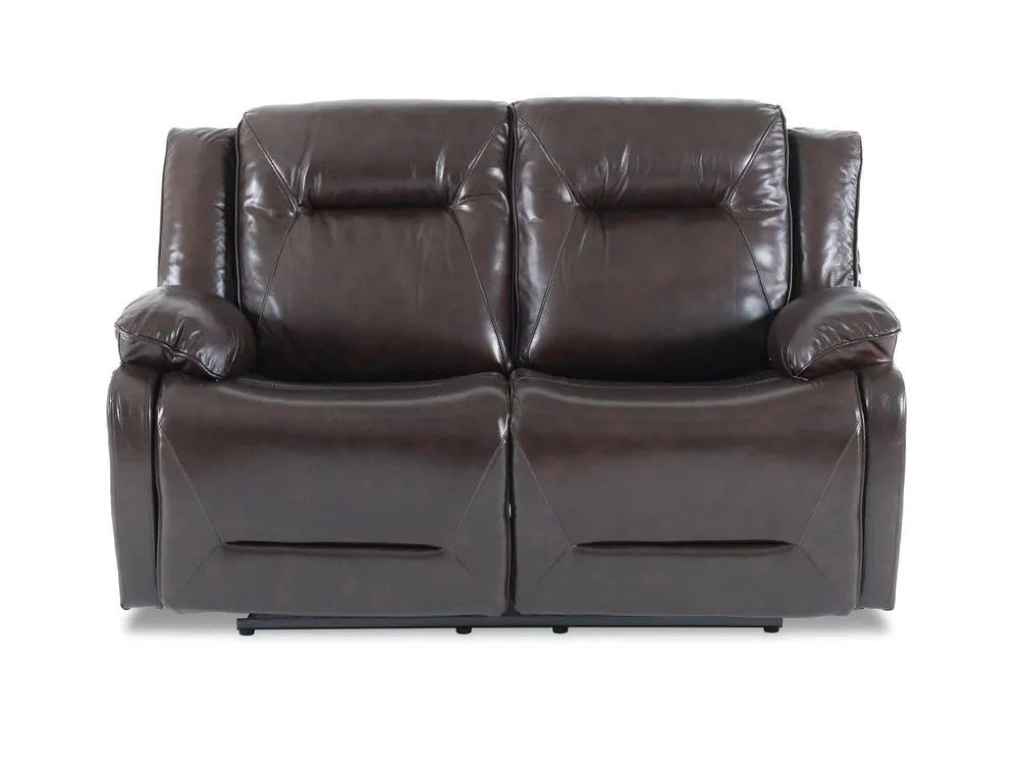 Adell Dark Brown Leather Manual Recliner Sofa