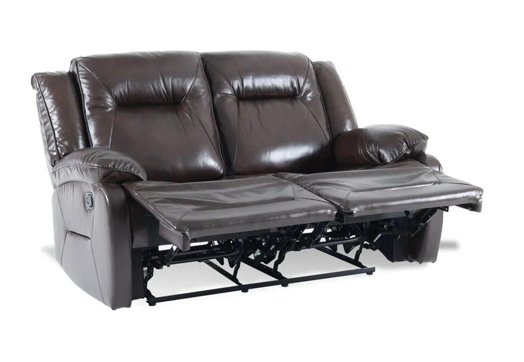 Adell Dark Brown Leather Manual Recliner Sofa