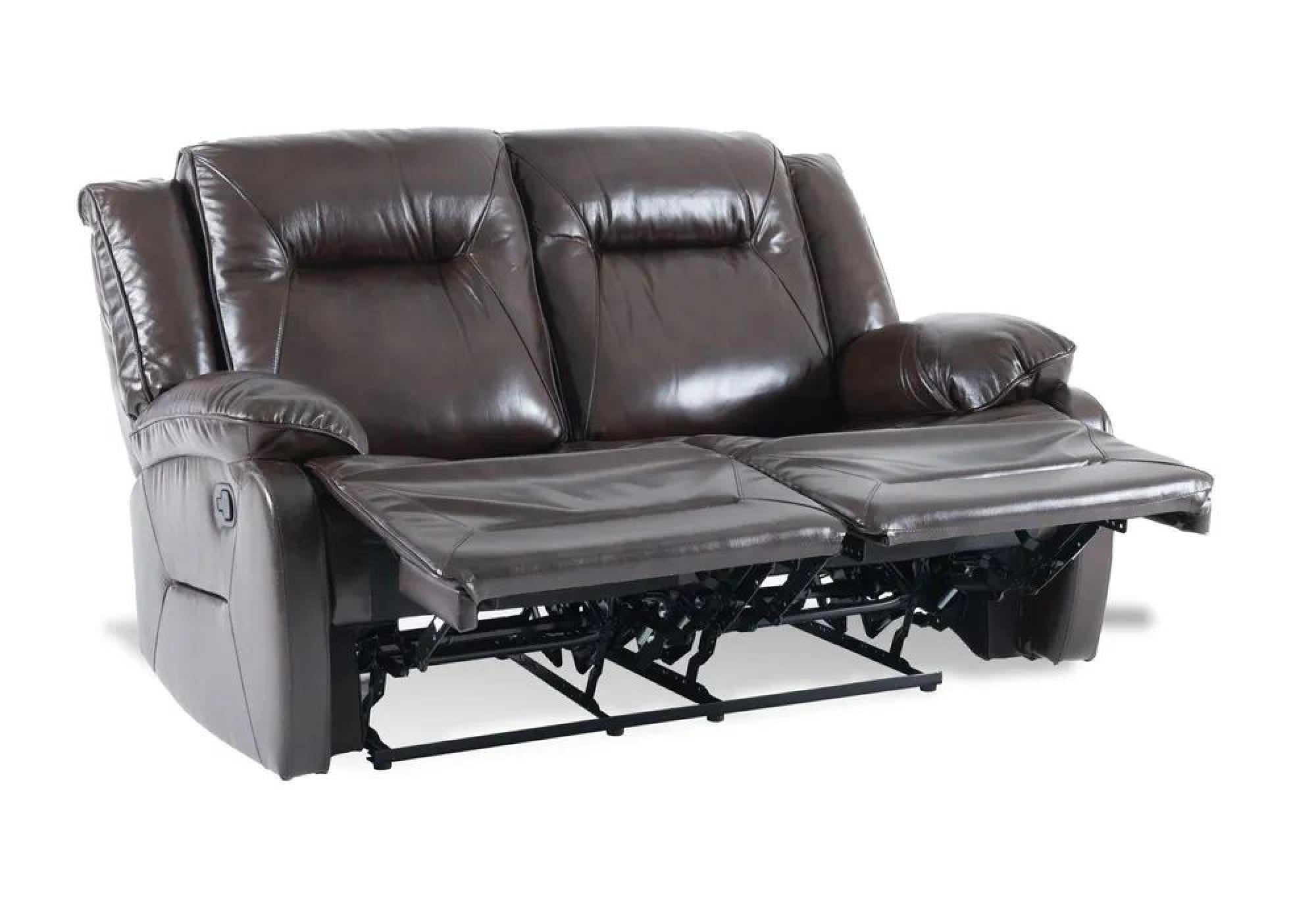 Adell Dark Brown Leather Manual Recliner Sofa