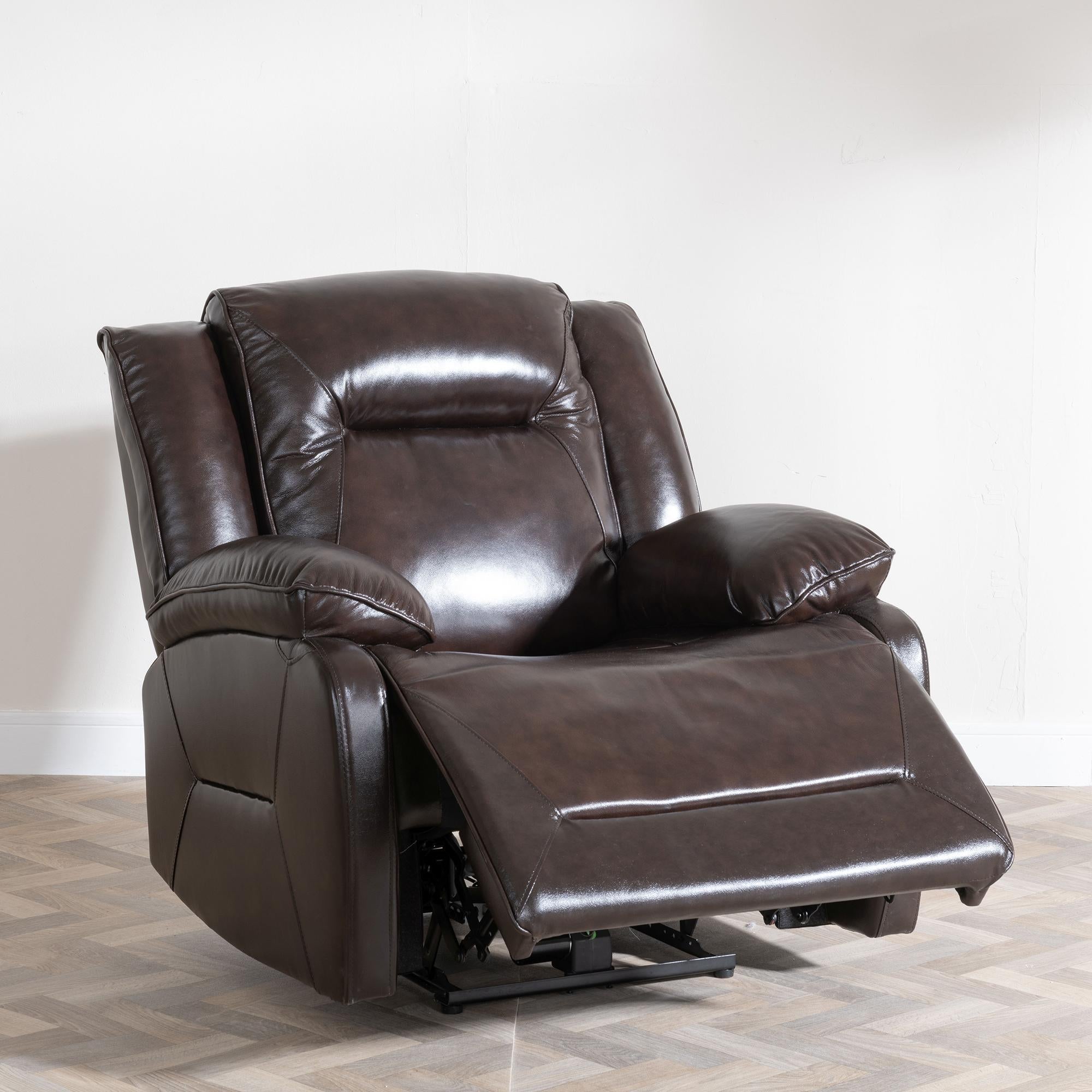 Adell Dark Brown Leather Manual Recliner Sofa