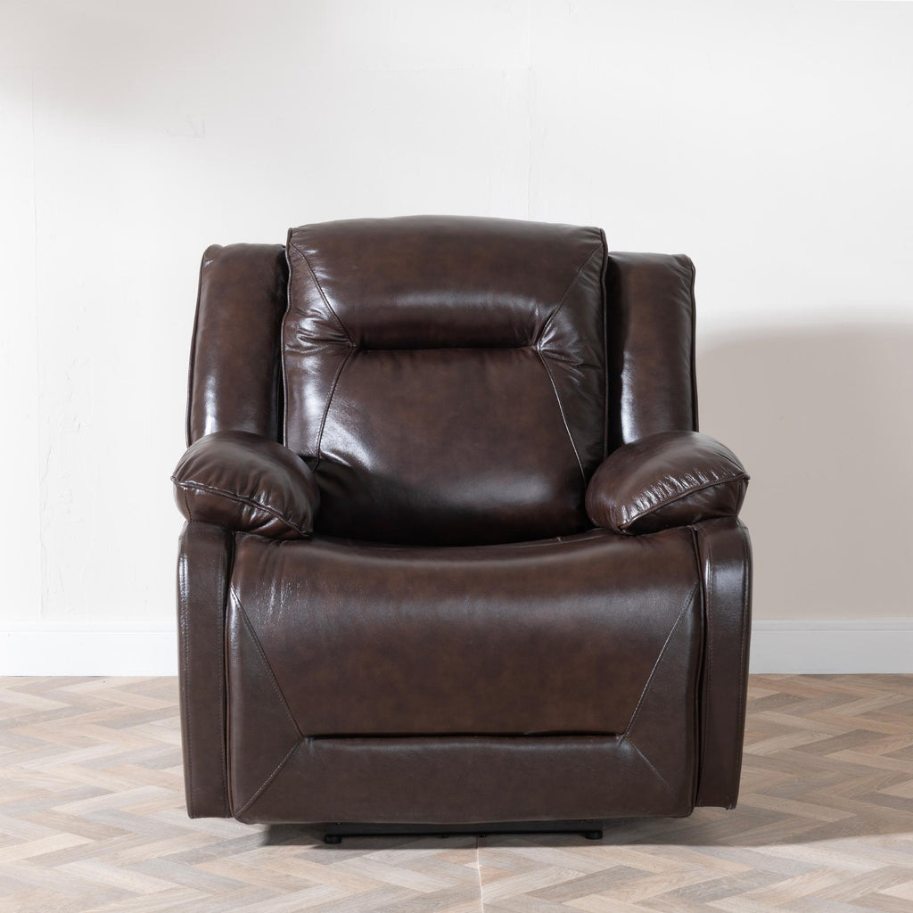 Adell Dark Brown Leather Manual Recliner Sofa