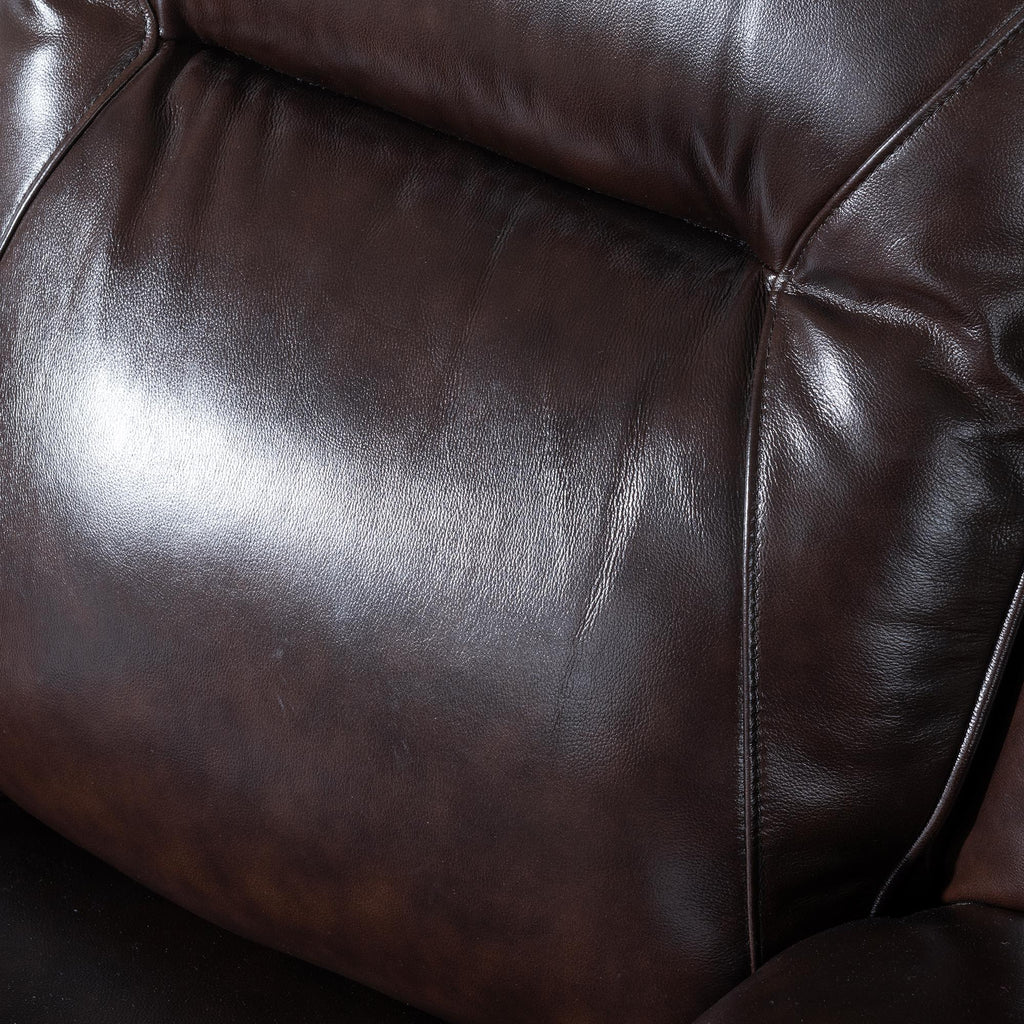 Adell Dark Brown Leather Manual Recliner Sofa