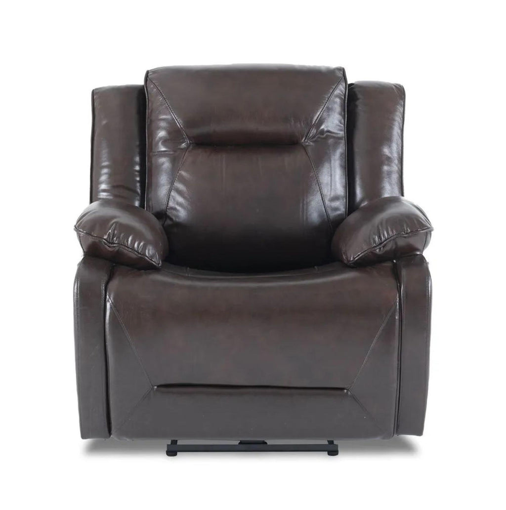Adell Dark Brown Leather Manual Recliner Sofa