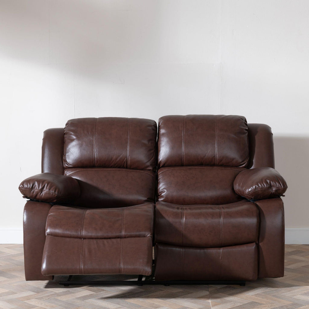 Helena Brown Leather Manual Recliner Sofa