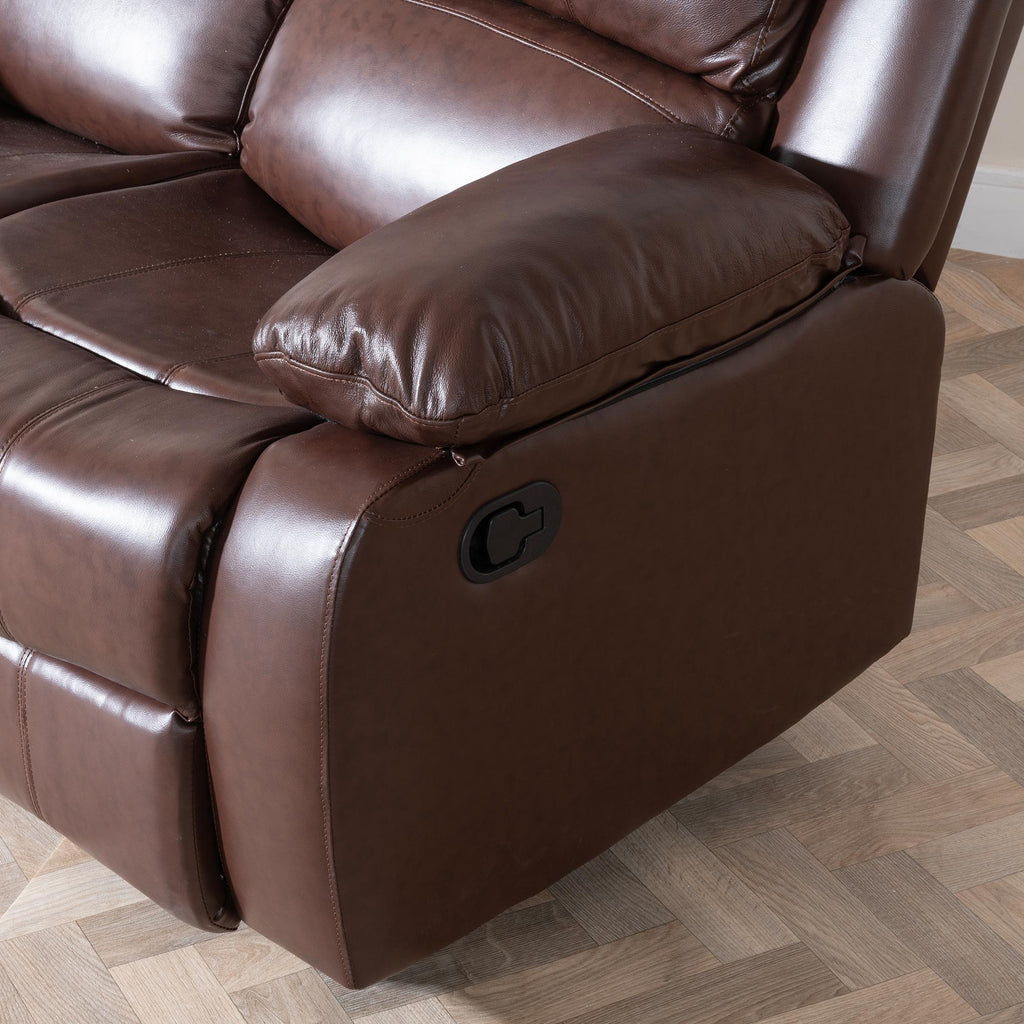Helena Brown Leather Manual Recliner Sofa