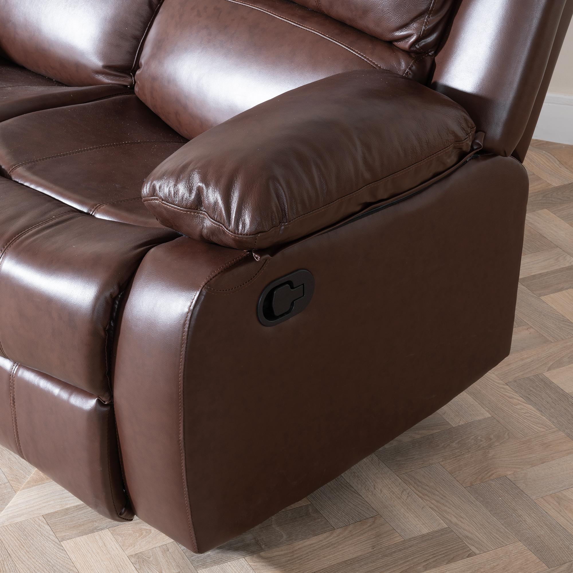 Helena Brown Leather Manual Recliner Sofa
