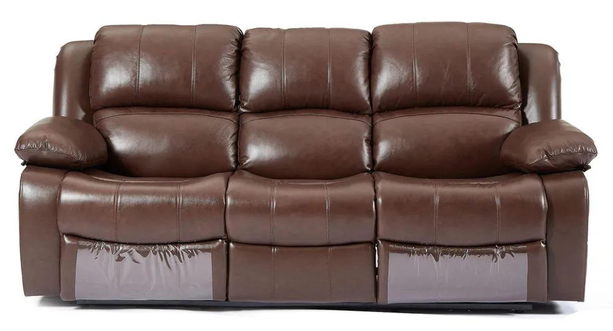 Helena Brown Leather Manual Recliner Sofa